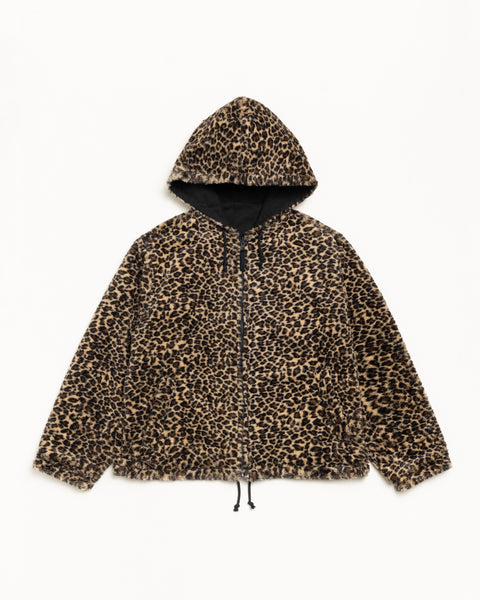 Reversible Hooded Jacket Mens Long Sleeve In Leopard
