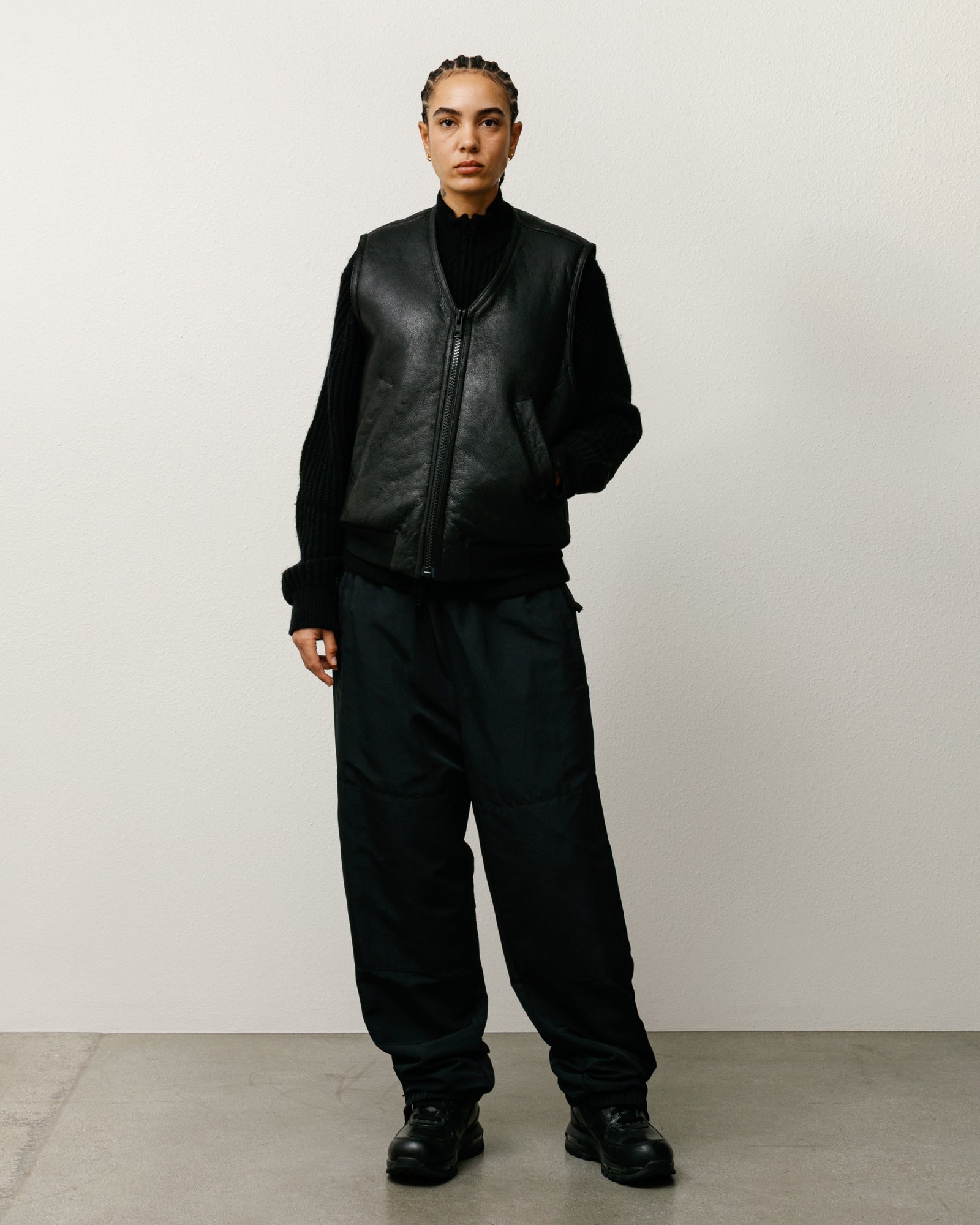 Shearling Vest Mens Sleeveless In Black