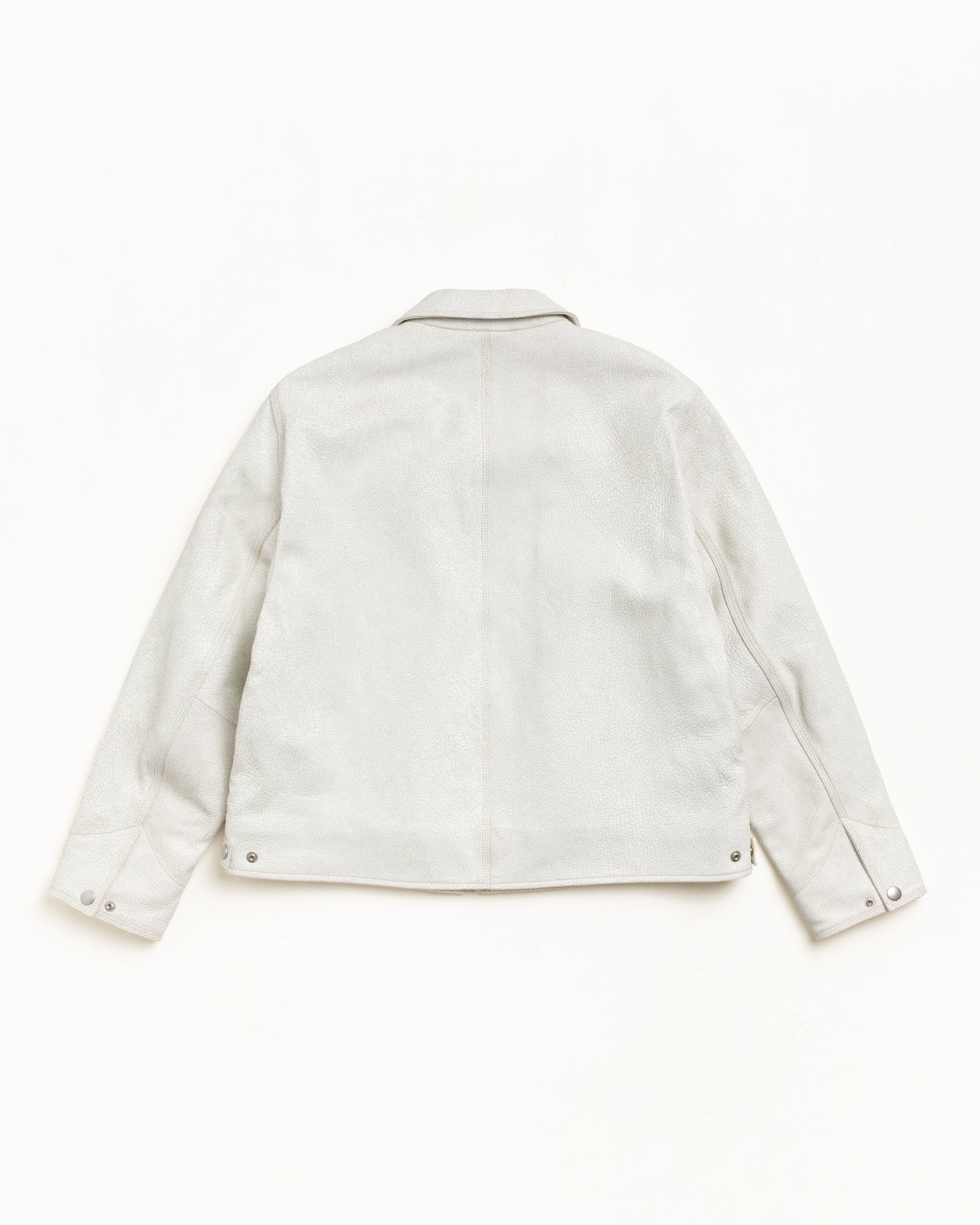 Garage Jacket Cracked Leather – White | Outerwear | Stüssy Europe