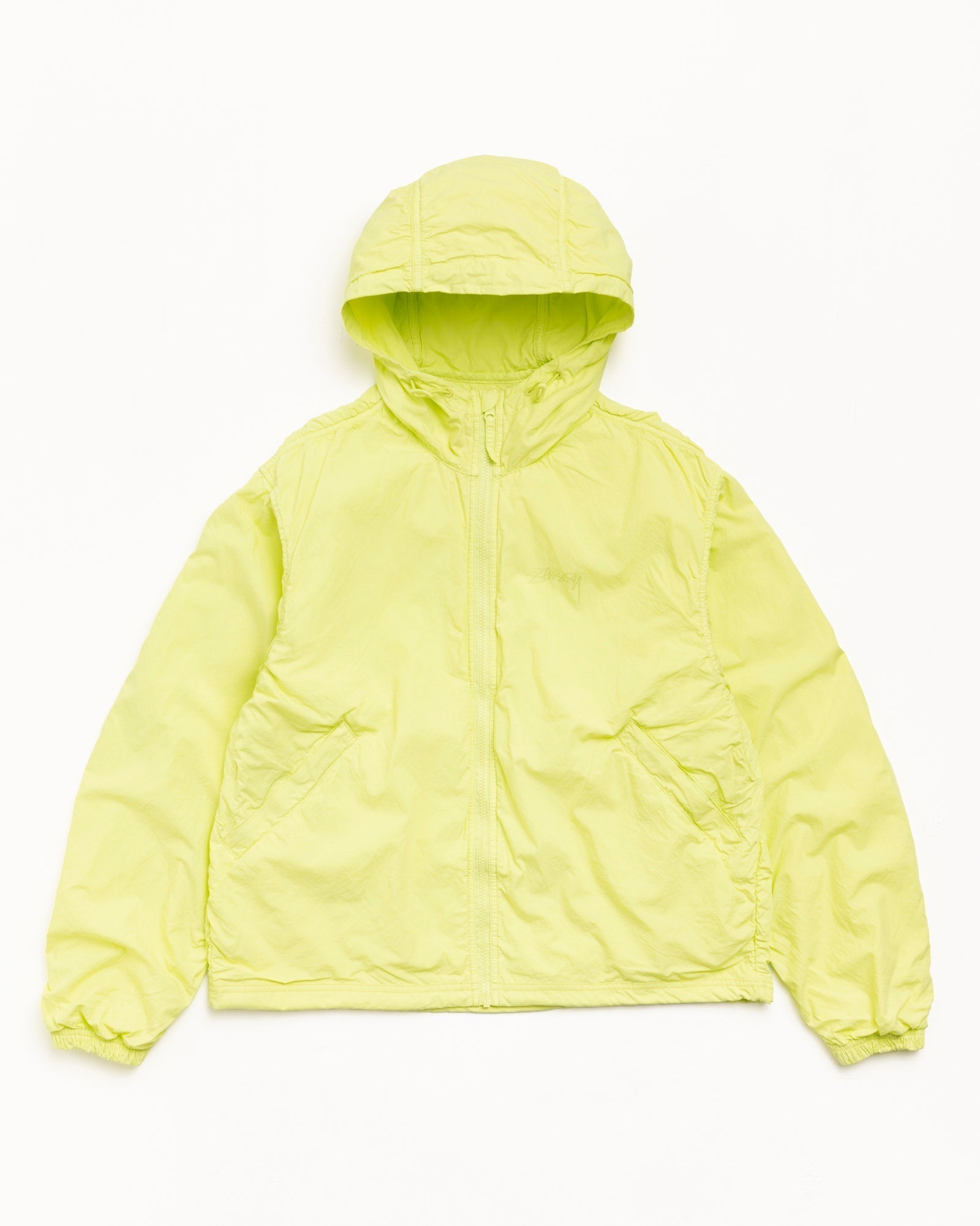 Double Cotton Hooded Jacket Mens Long Sleeve In Lime