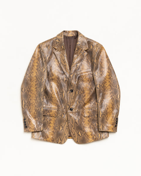 Leather Blazer Snake Unisex Long Sleeve In Snake