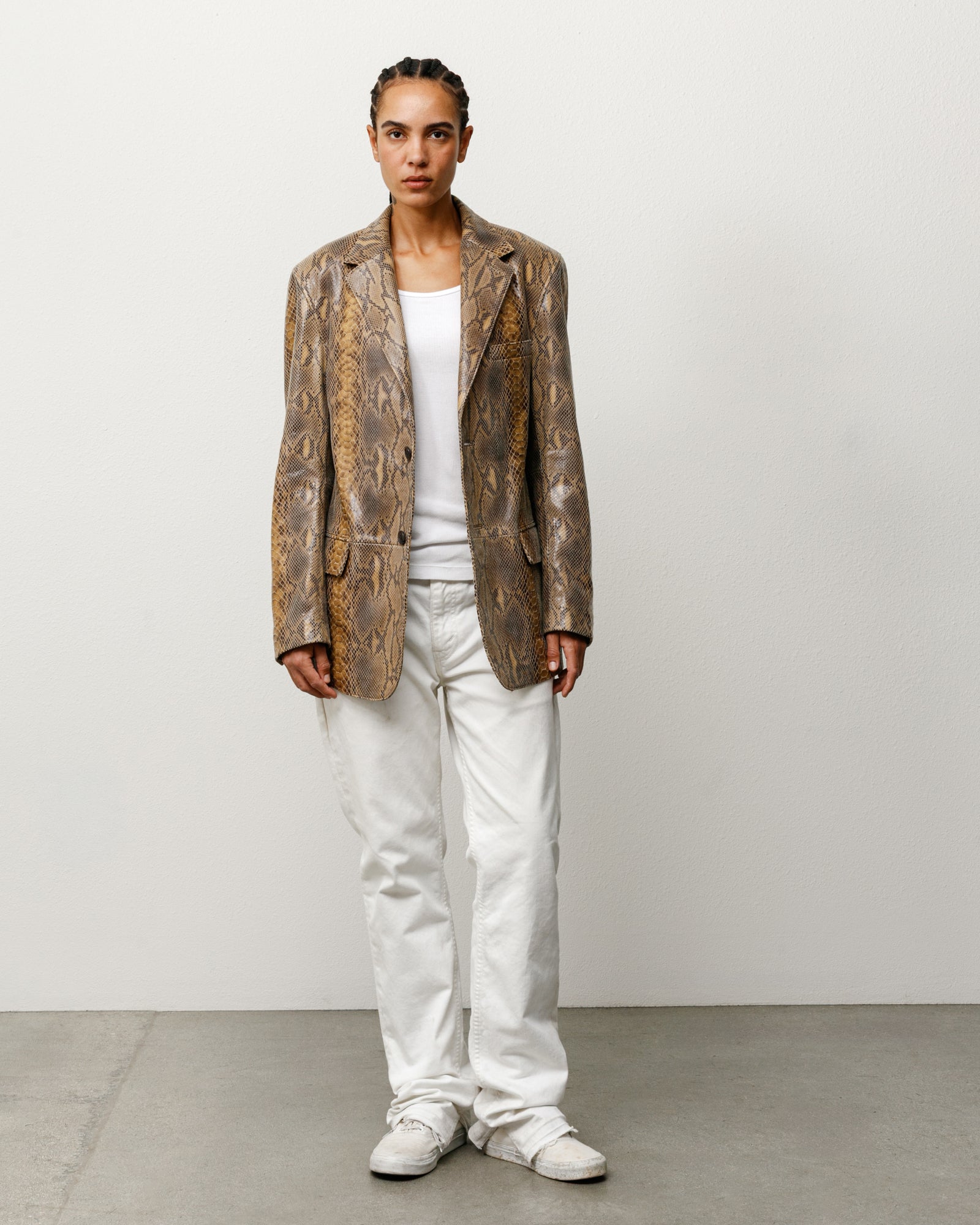 Leather Blazer Snake Unisex Long Sleeve In Snake
