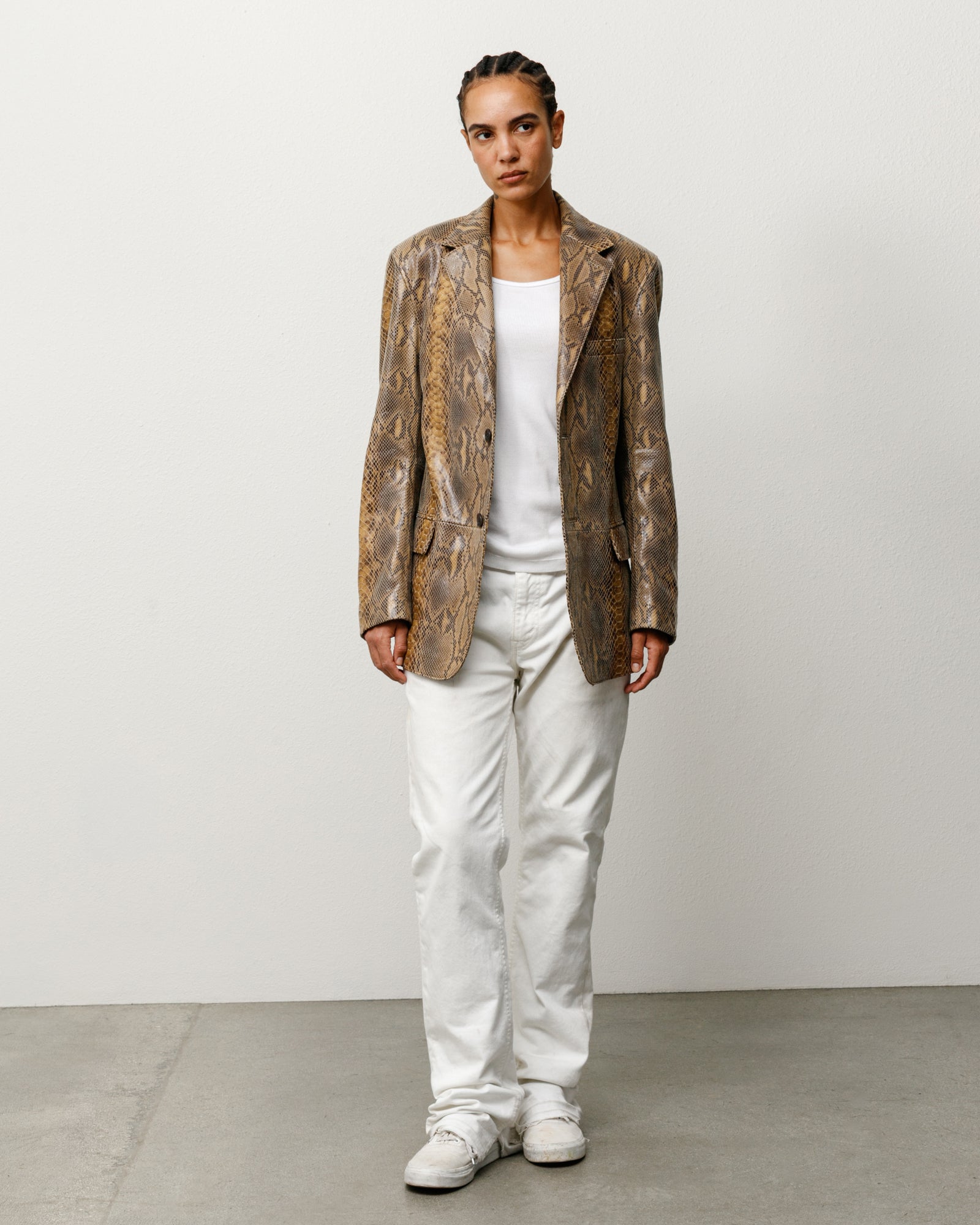 Leather Blazer Snake Unisex Long Sleeve In Snake