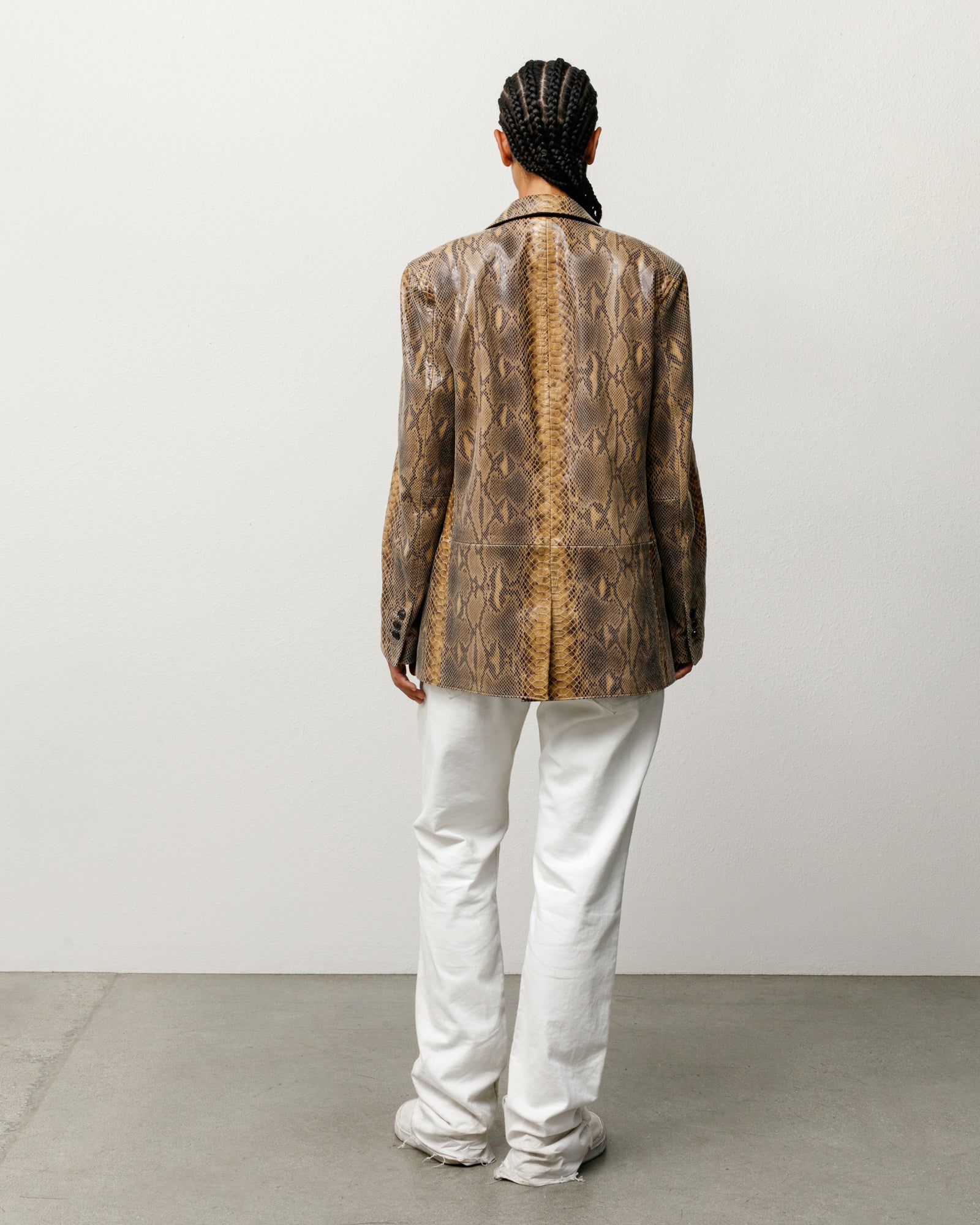 Leather Blazer Snake Unisex Long Sleeve In Snake