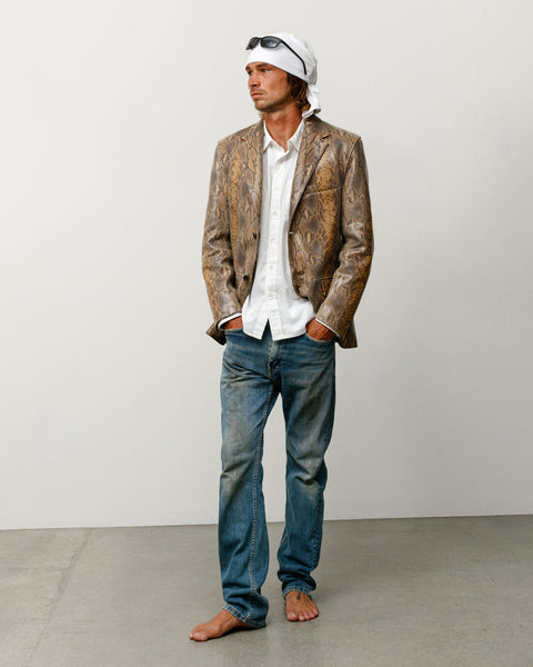 Leather Blazer Snake Unisex Long Sleeve In Snake