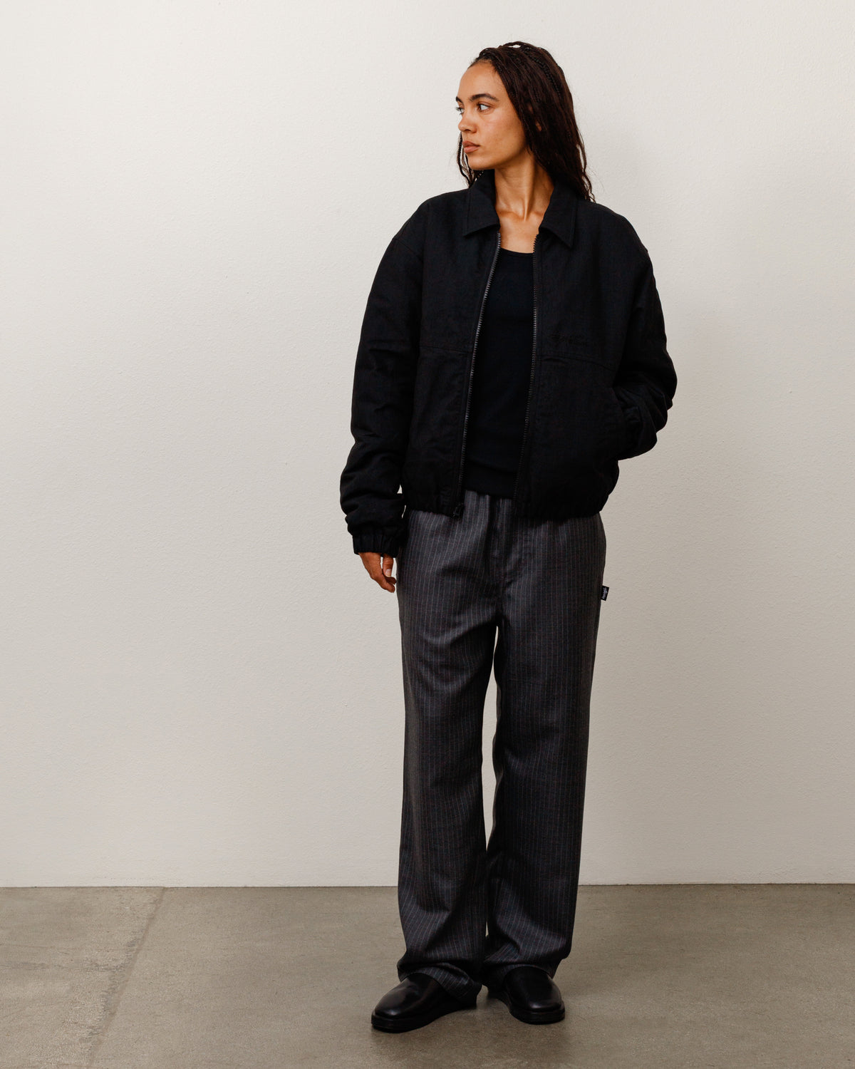 Nyco Collared Work Jacket Unisex Long Sleeve In Black