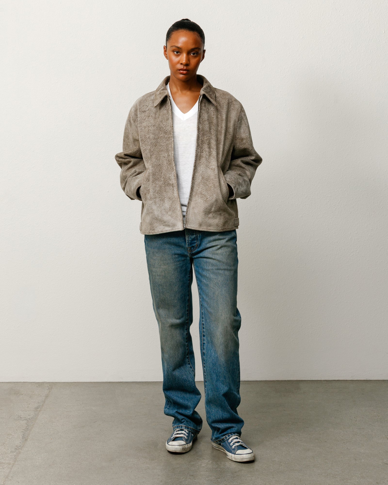 Garage Jacket Suede Unisex Long Sleeve In Suede