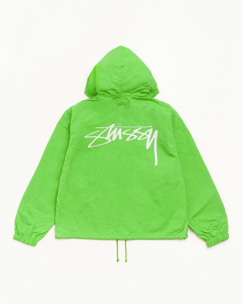 Veste Beach Shell en coton ciré coloris Kiwi avec logo Stüssy imprimé au dos