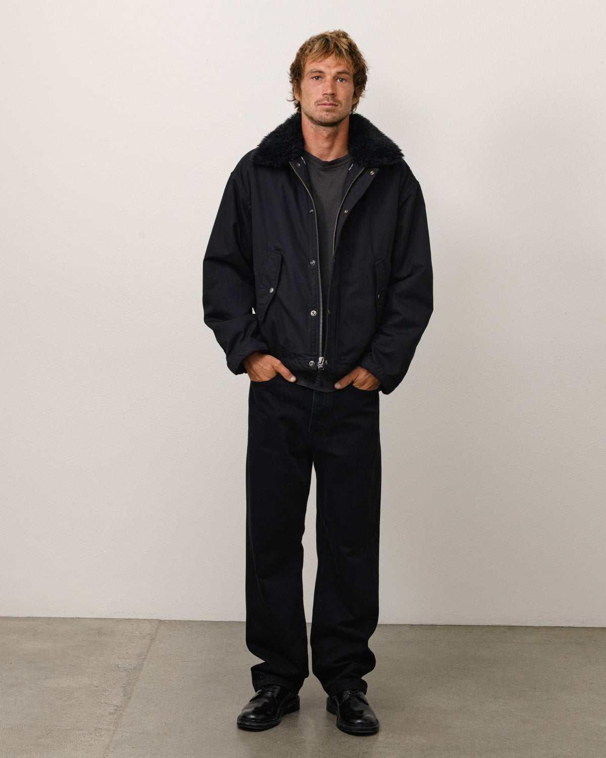 Convertible Deck Jacket Unisex Long Sleeve In Black