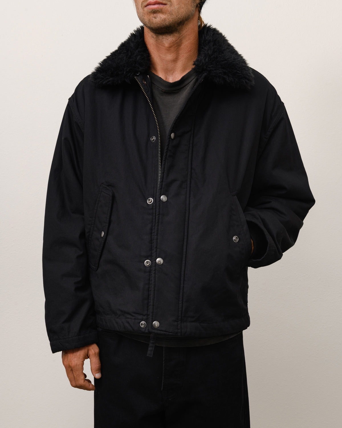 Convertible Deck Jacket Unisex Long Sleeve In Black