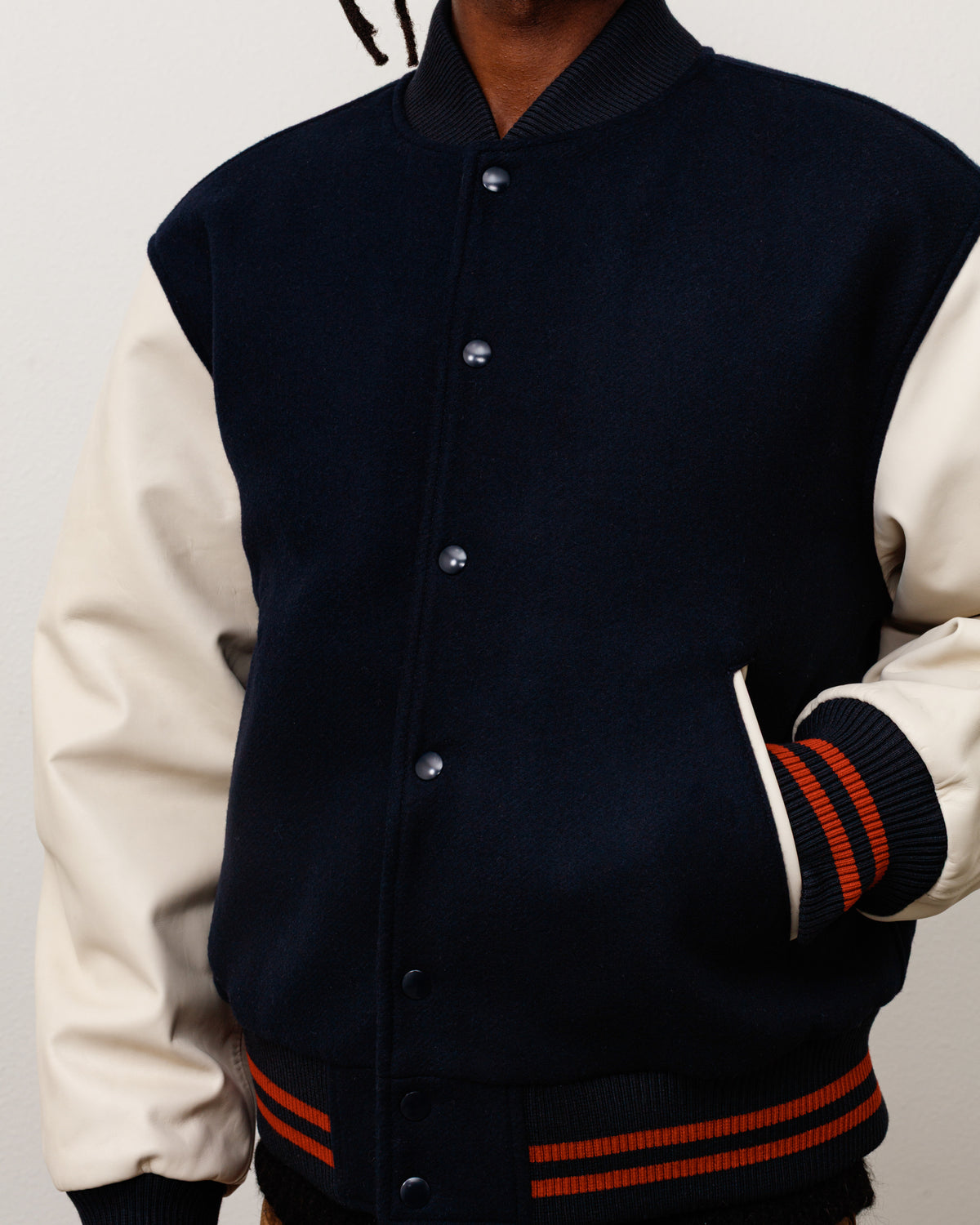 Wool Varsity Unisex Long Sleeve In Navy
