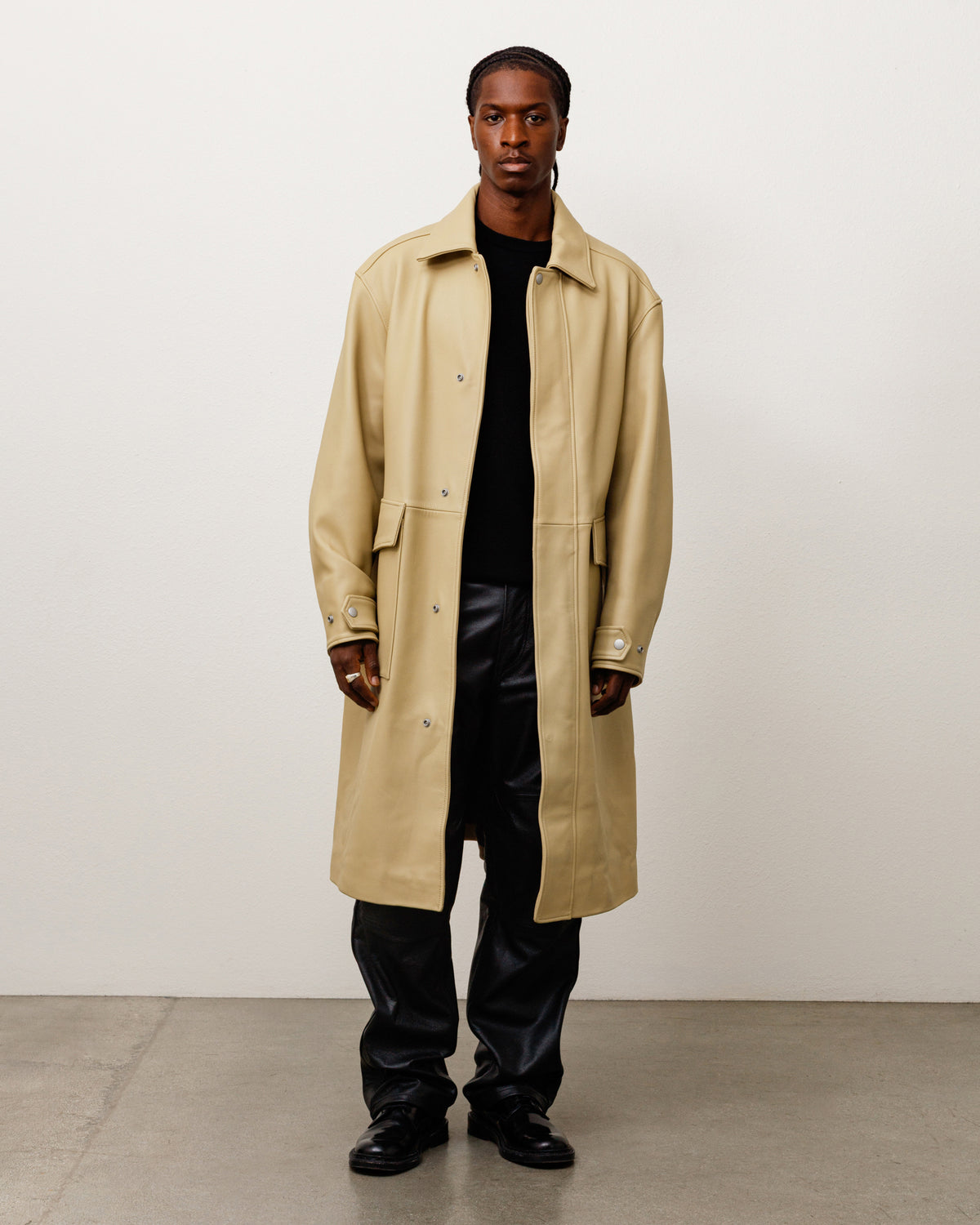 Leather Duster Unisex Long Sleeve In Sand
