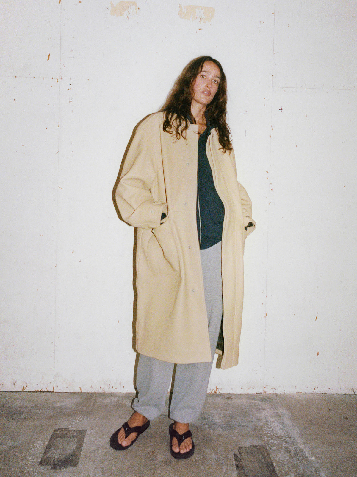 Leather Duster Unisex Long Sleeve In Sand