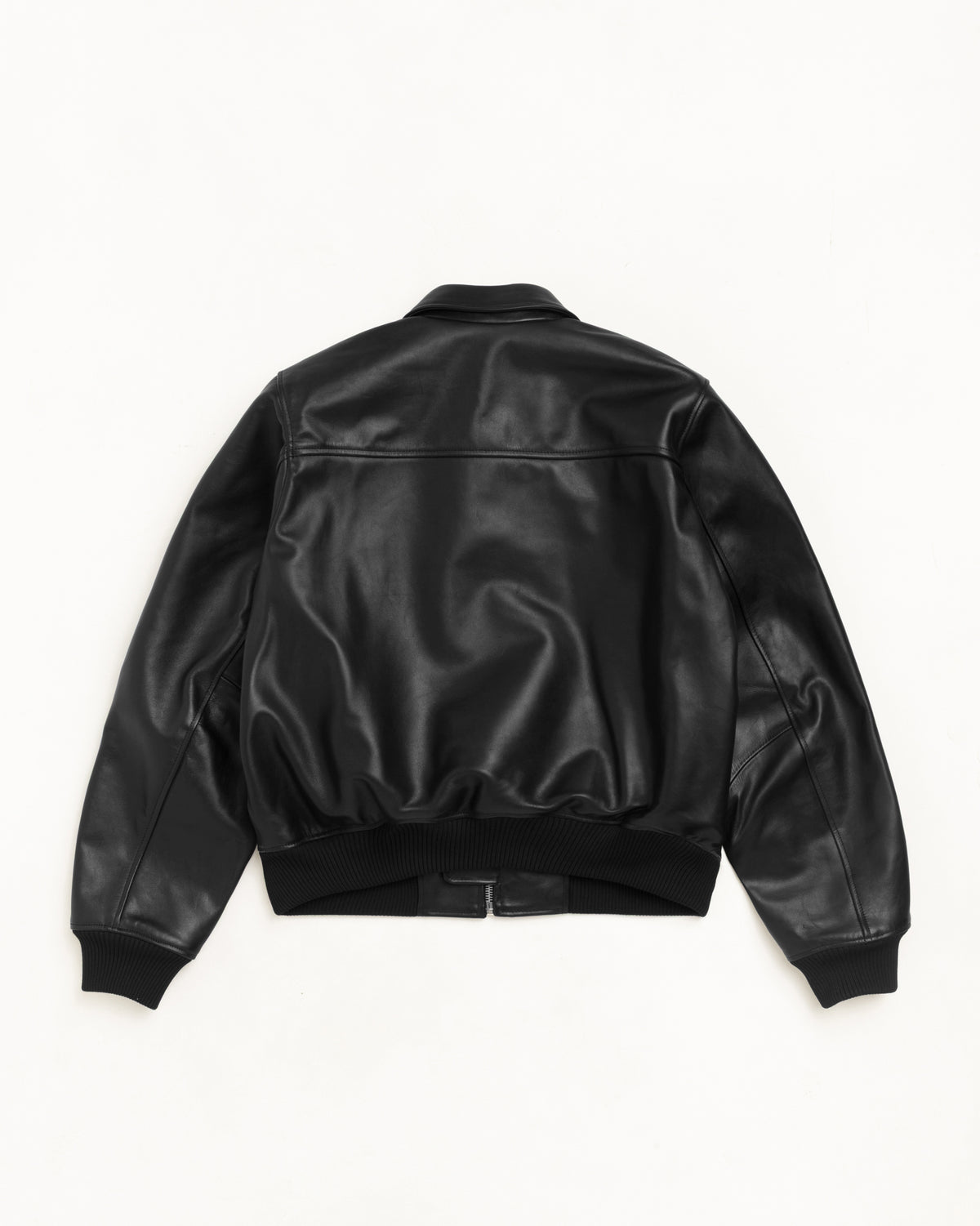 Fur Lined Flight Jacket Unisex Long Sleeve In Black