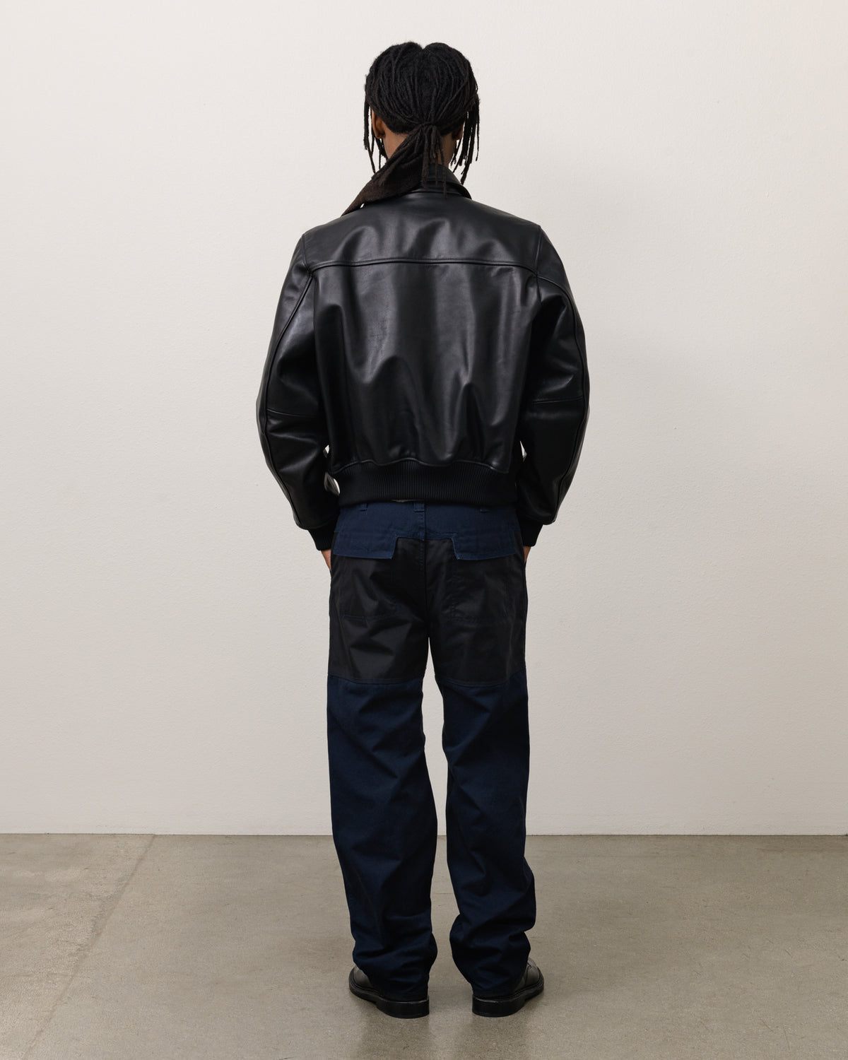 Fur Lined Flight Jacket Unisex Long Sleeve In Black