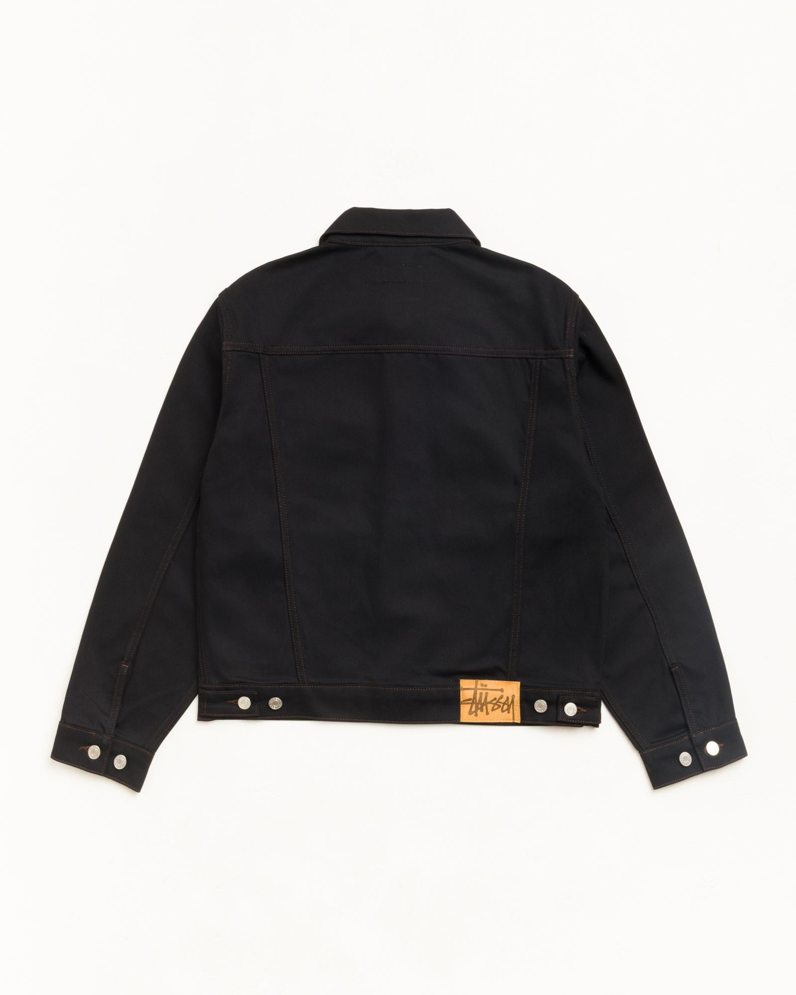 Trucker Denim Unisex Long Sleeve In Raw Black Contrast Stitch