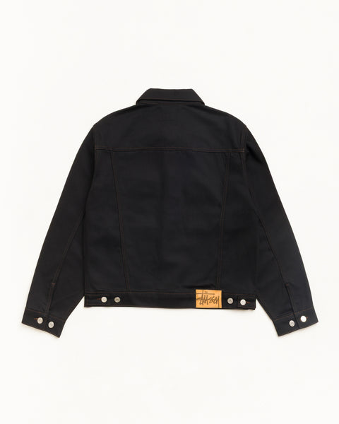 Denim Trucker Jacket Oberbekleidung in der Farbe Raw Black Contrast Stitch