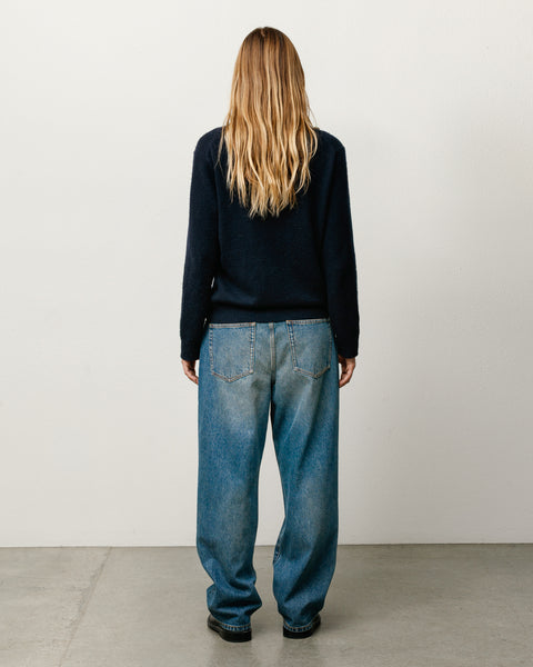 Pantaloni in denim Big Ol' Jean in Dark Wash Indigo, unisex, vestibilità baggy a gamba affusolata