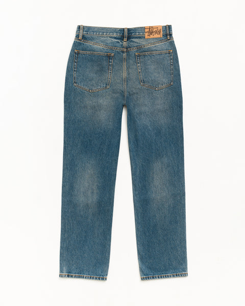 Slim Jean Denim Jeans in der Farbe Dark Wash Indigo, Rückansicht als Flatlay