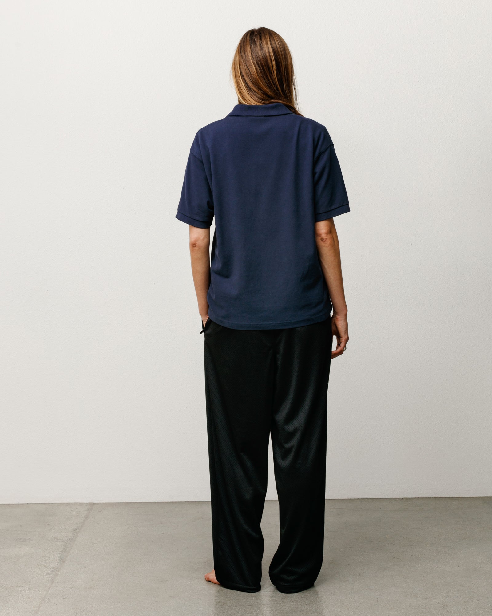 STUSSY スナップボタン トラックパンツ ネイビー ロゴ ナイロンパンツ