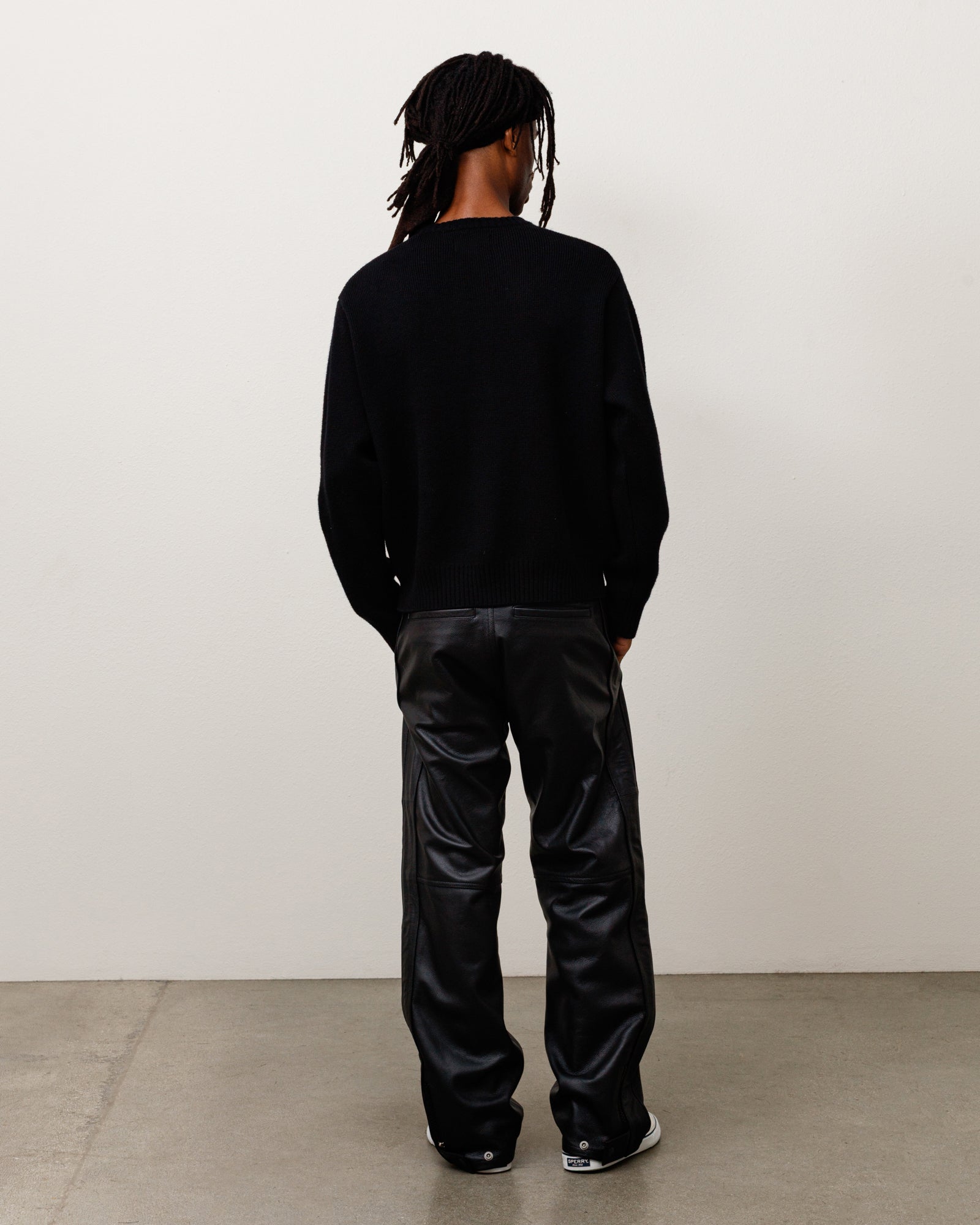 Leather Moto Pants Unisex Regular In Black