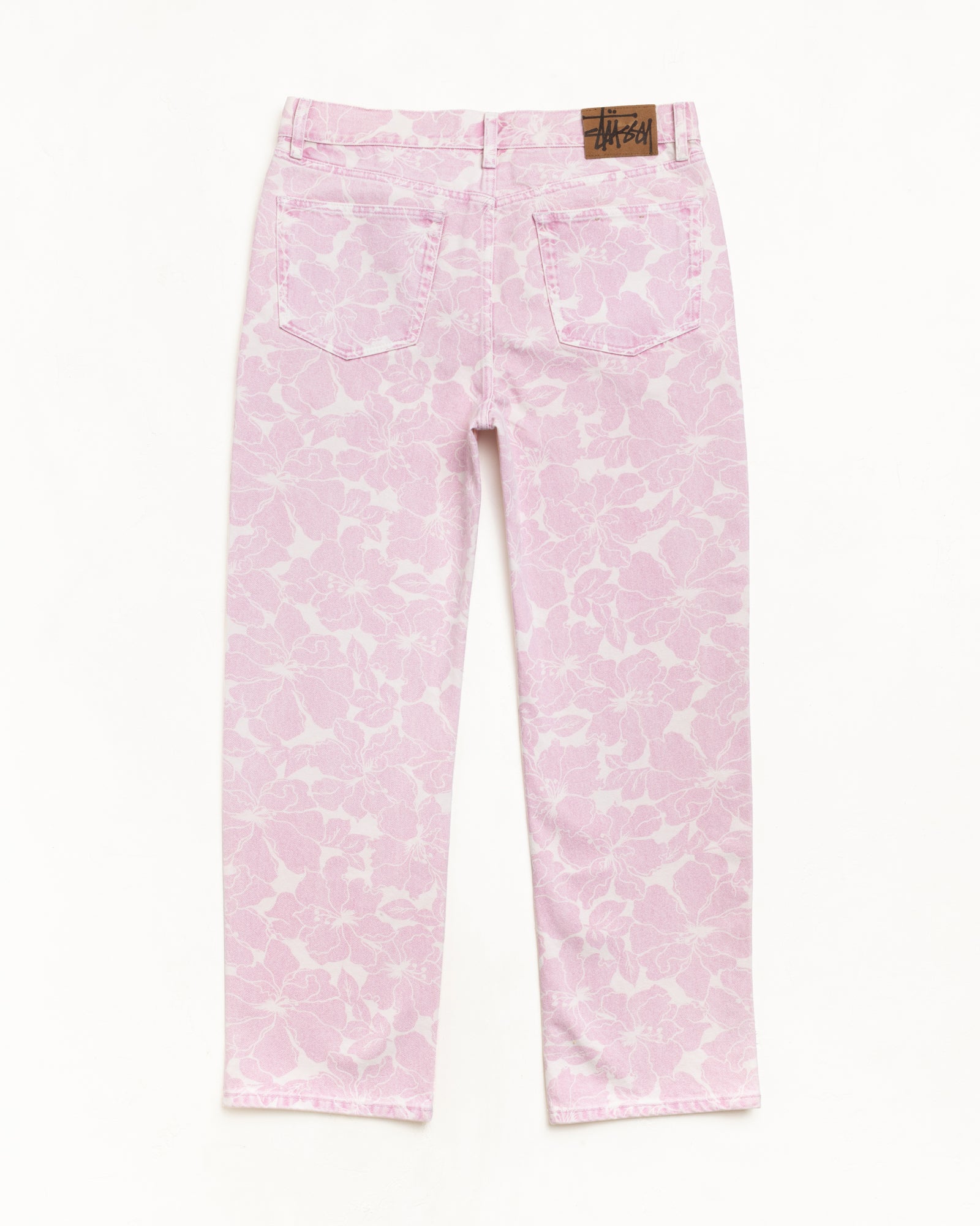 Printed Denim New Classic Jean Unisex Regular In Pink Hawaiian