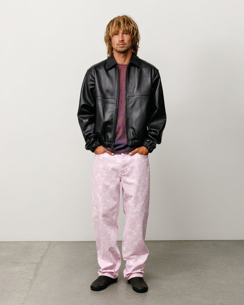 Printed Denim New Classic Jean Unisex Regular In Pink Hawaiian