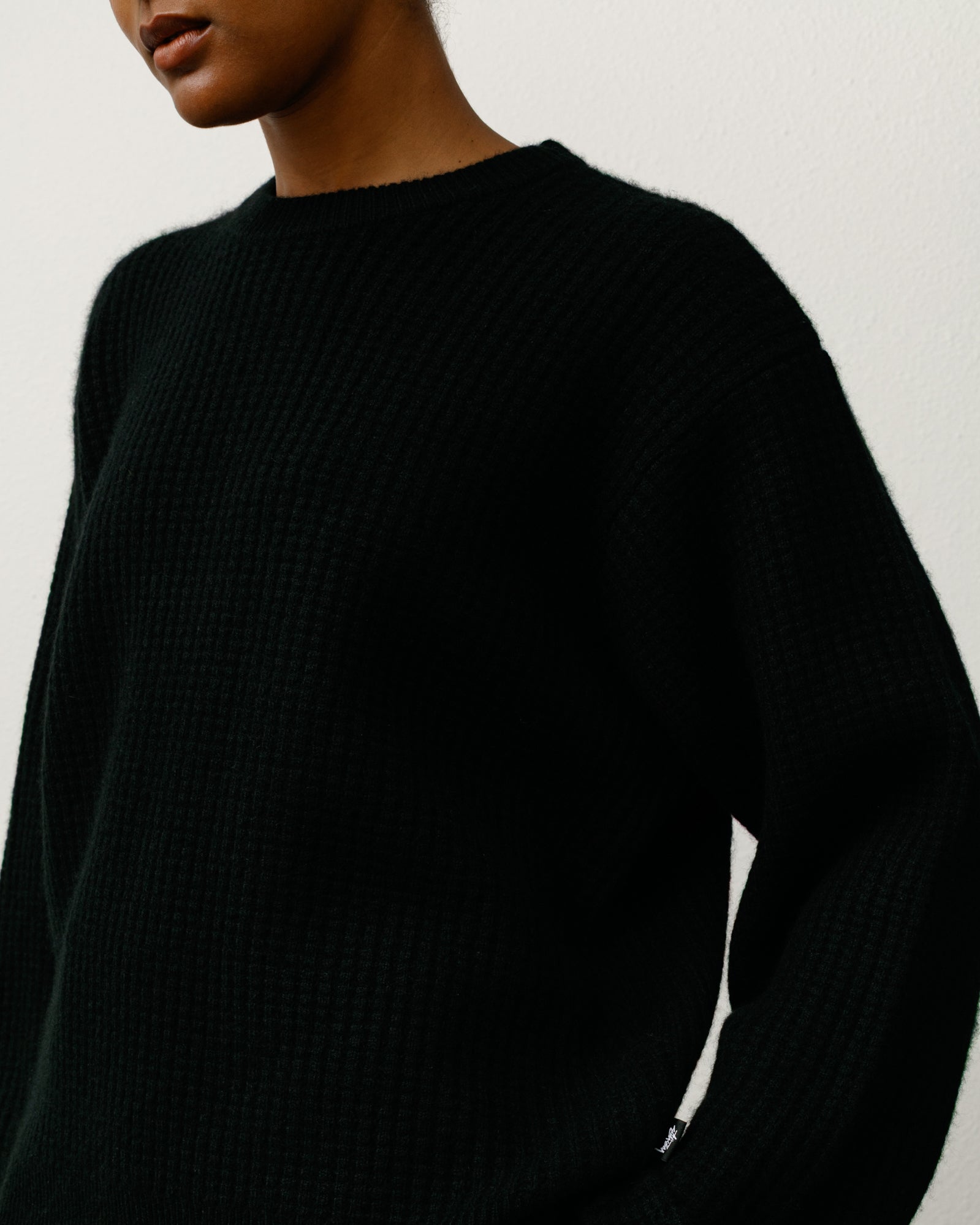 Waffle Cashmere Crew – Black | Sweaters & Knits | Stüssy Europe