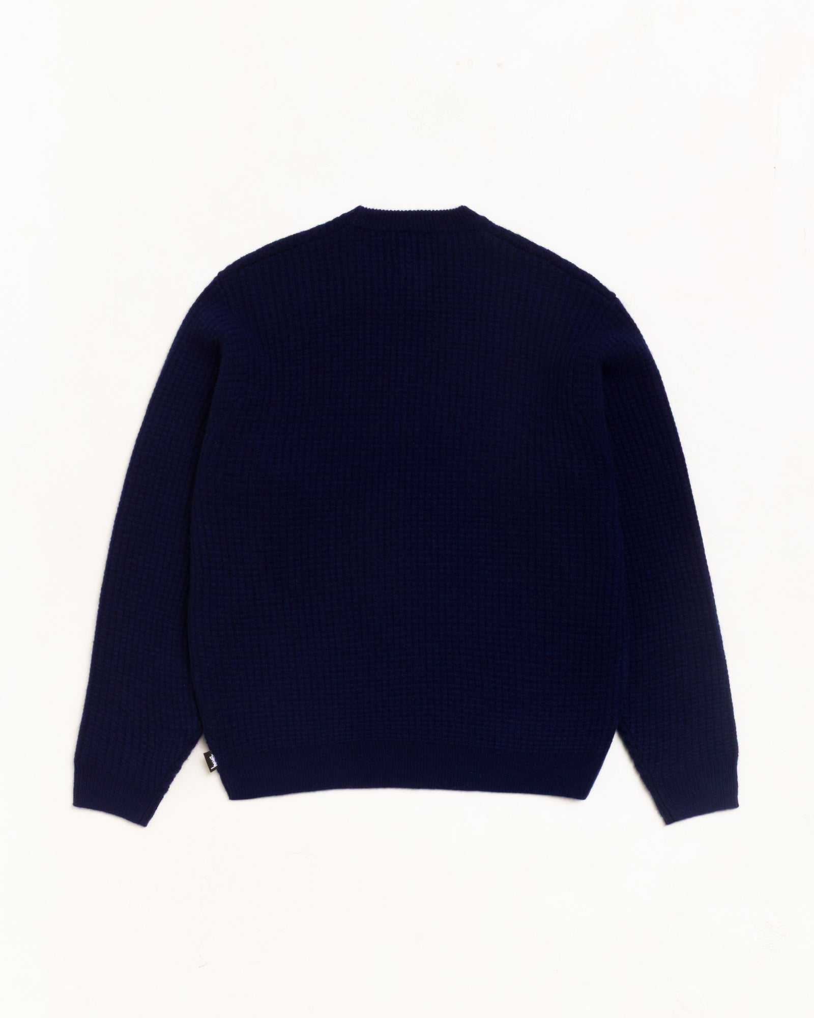 Waffle Cashmere Sweater Unisex Long Sleeve In Deep Navy