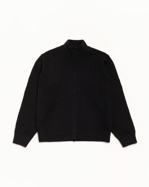 Military Patch Zip Sweater Mens Long Sleeve In Black