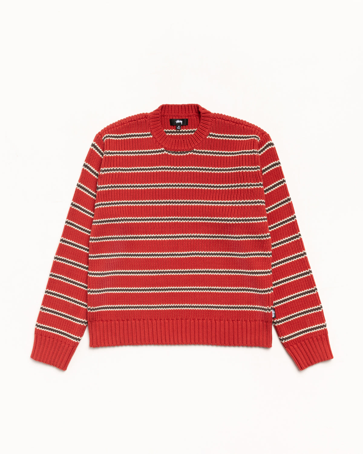 Stripe Knit Crew – Brick | Tops & Knits | Stüssy Europe