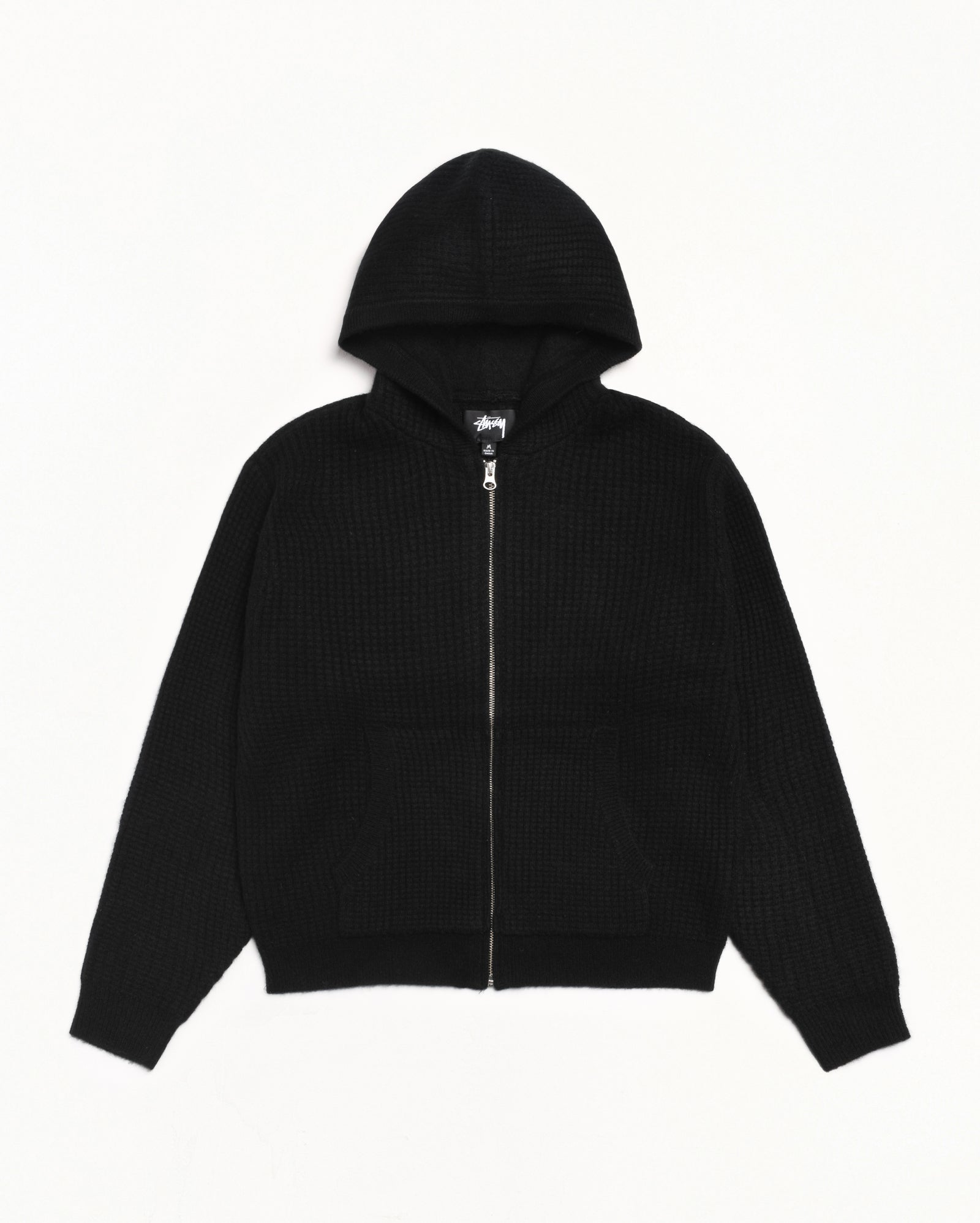 Waffle Cashmere Zip Hoodie – Black | Sweaters & Knits | Stüssy Europe