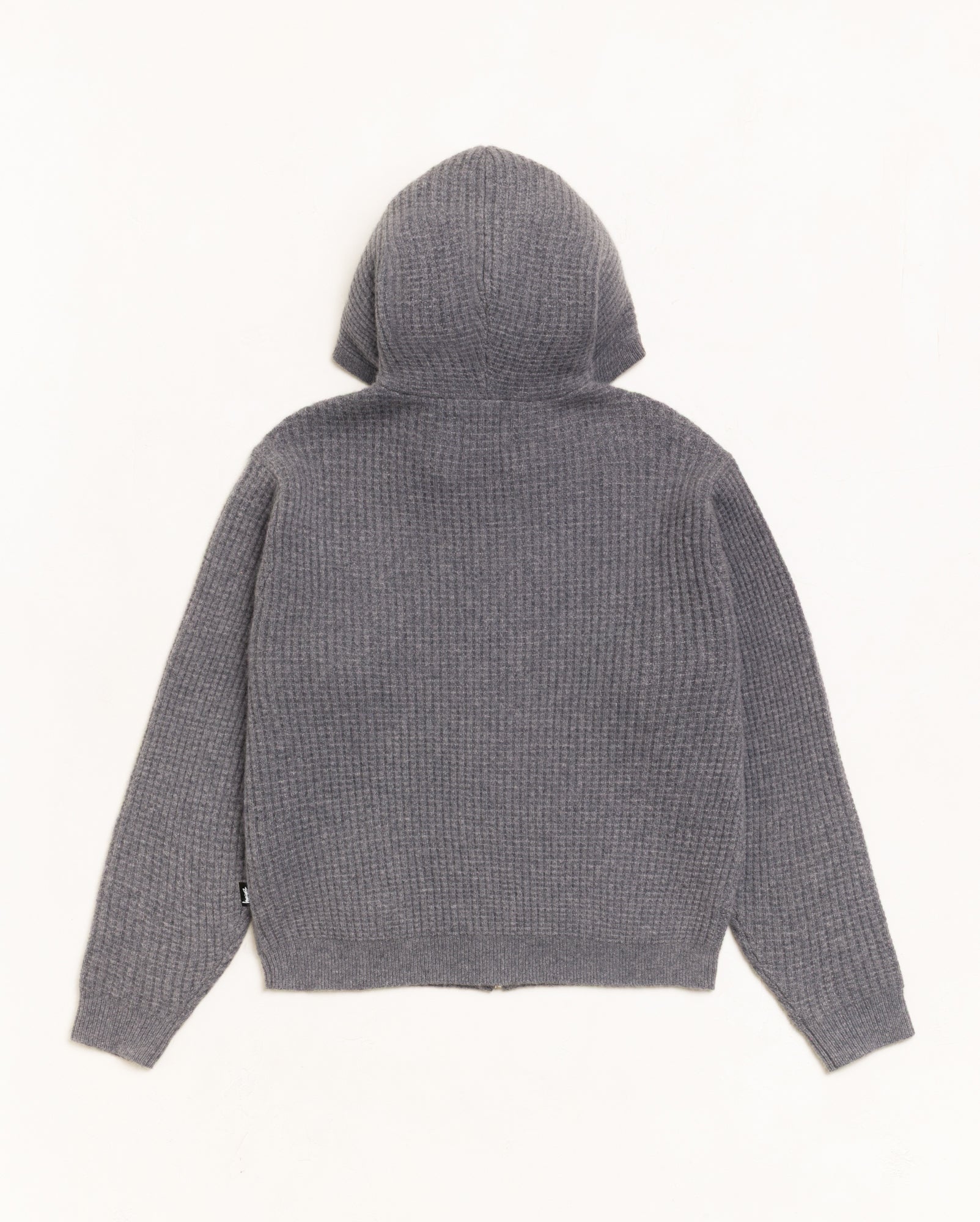 Waffle Cashmere Zip Hood Unisex Long Sleeve In Charcoal