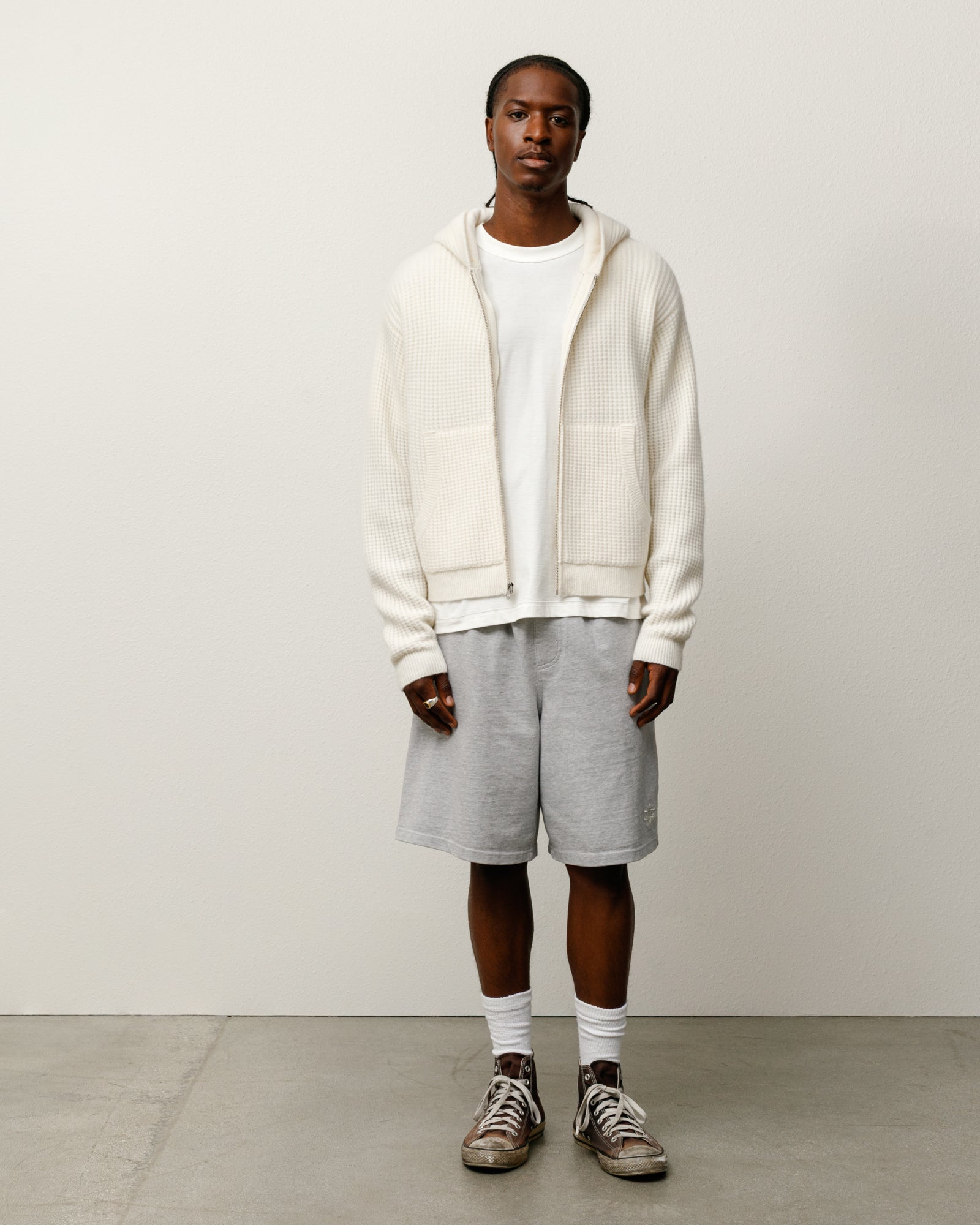 Waffle Cashmere Zip Hoodie – Ivory | Sweaters & Knits | Stüssy Europe