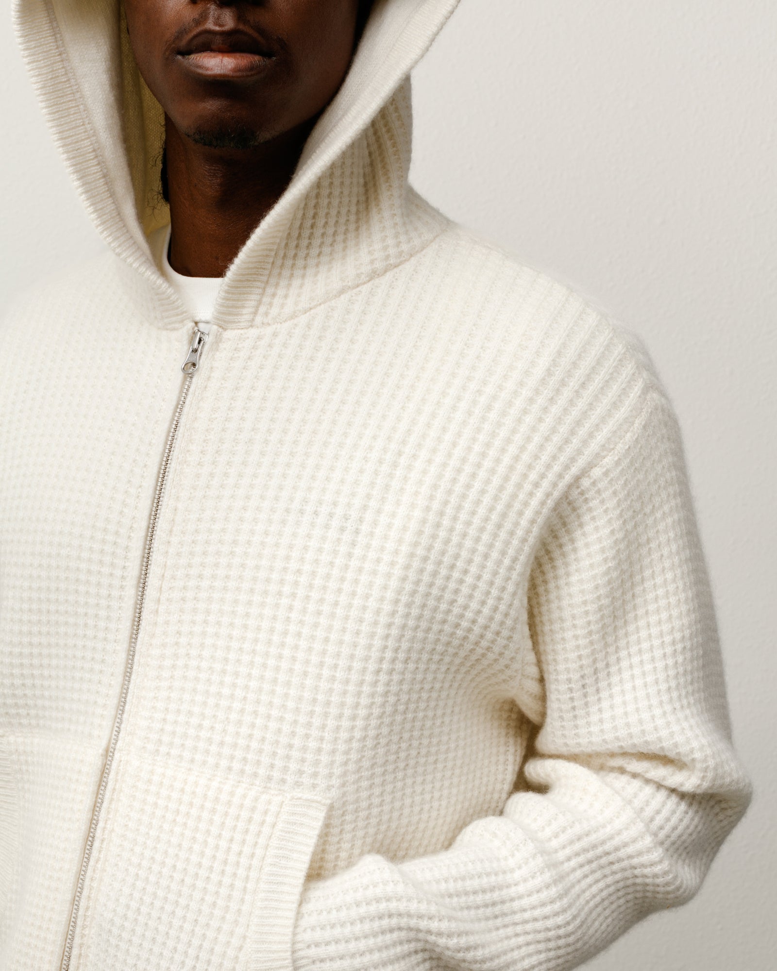 Waffle Cashmere Zip Hoodie – Ivory | Sweaters & Knits | Stüssy Europe