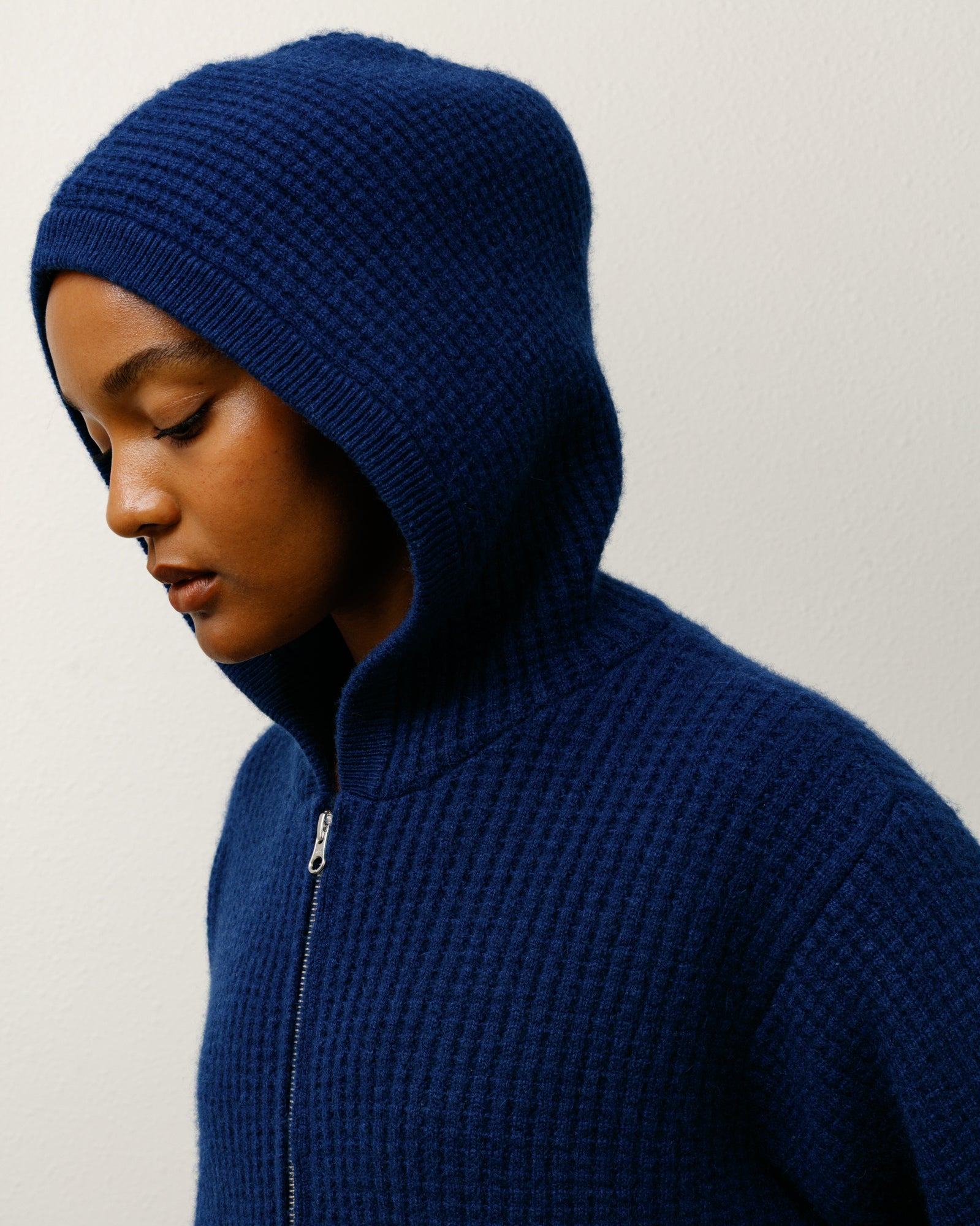 Waffle Cashmere Zip Hoodie – Navy Sweaters Knits Stüssy Europe