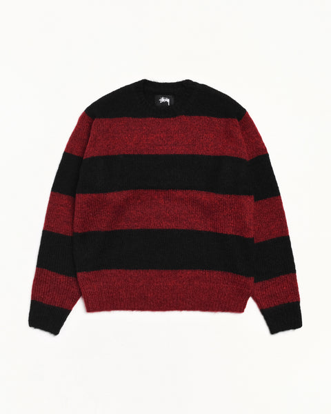 Big Stripe Crew Mens Long Sleeve In Red