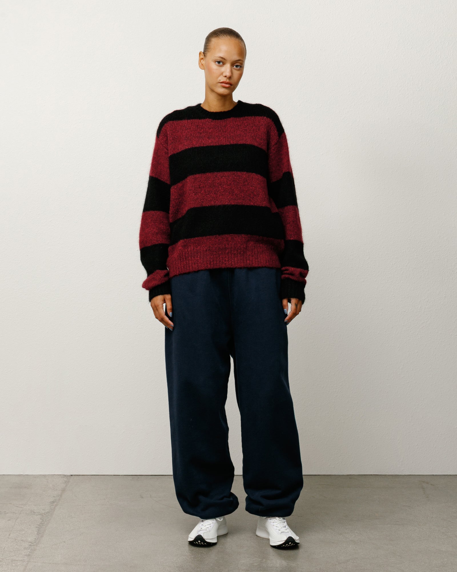 Big Stripe Crew – Red | Sweaters & Knits | Stüssy Europe