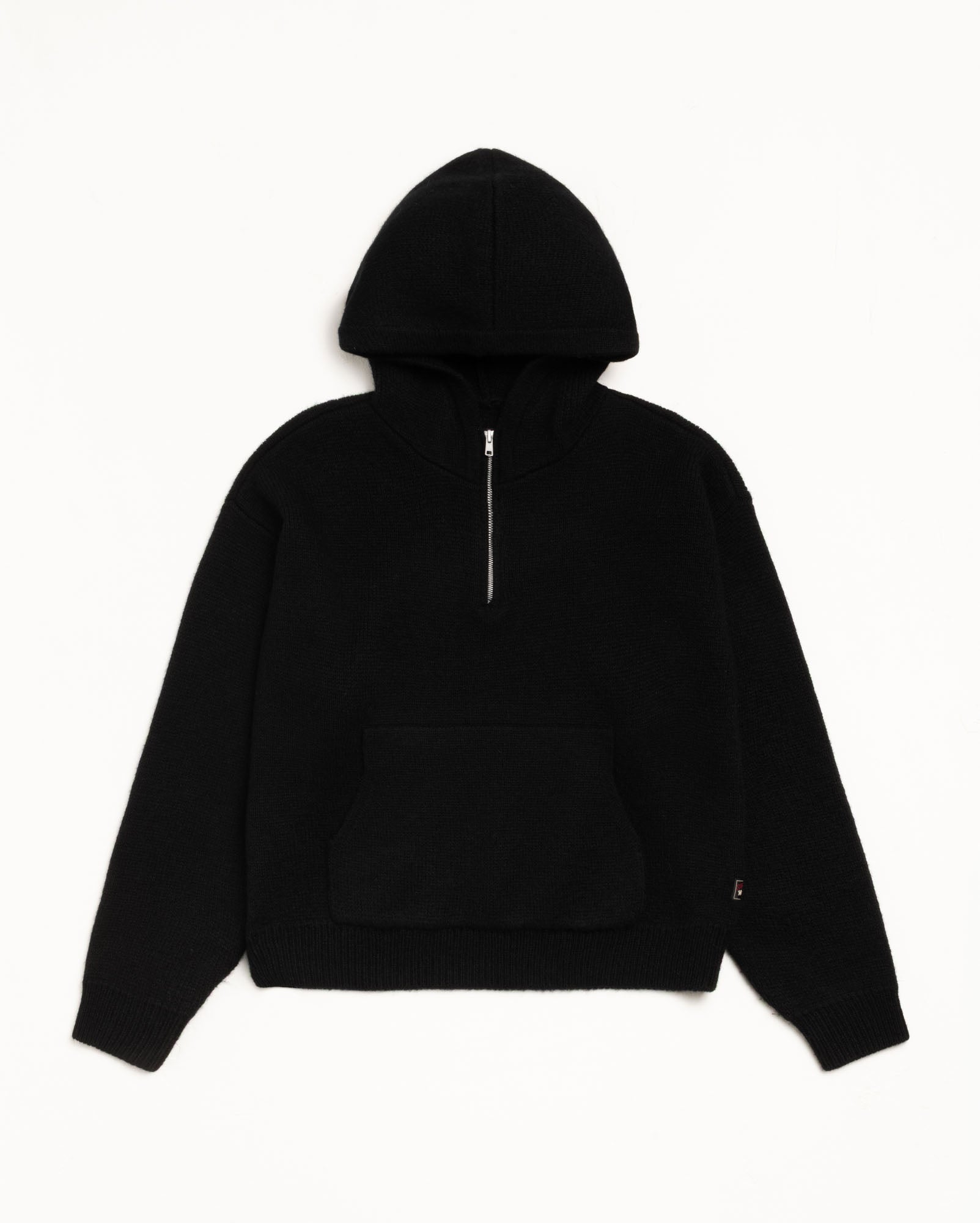 Quarter Zip Knit Hoodie – Black | Tops & Knits | Stüssy Europe