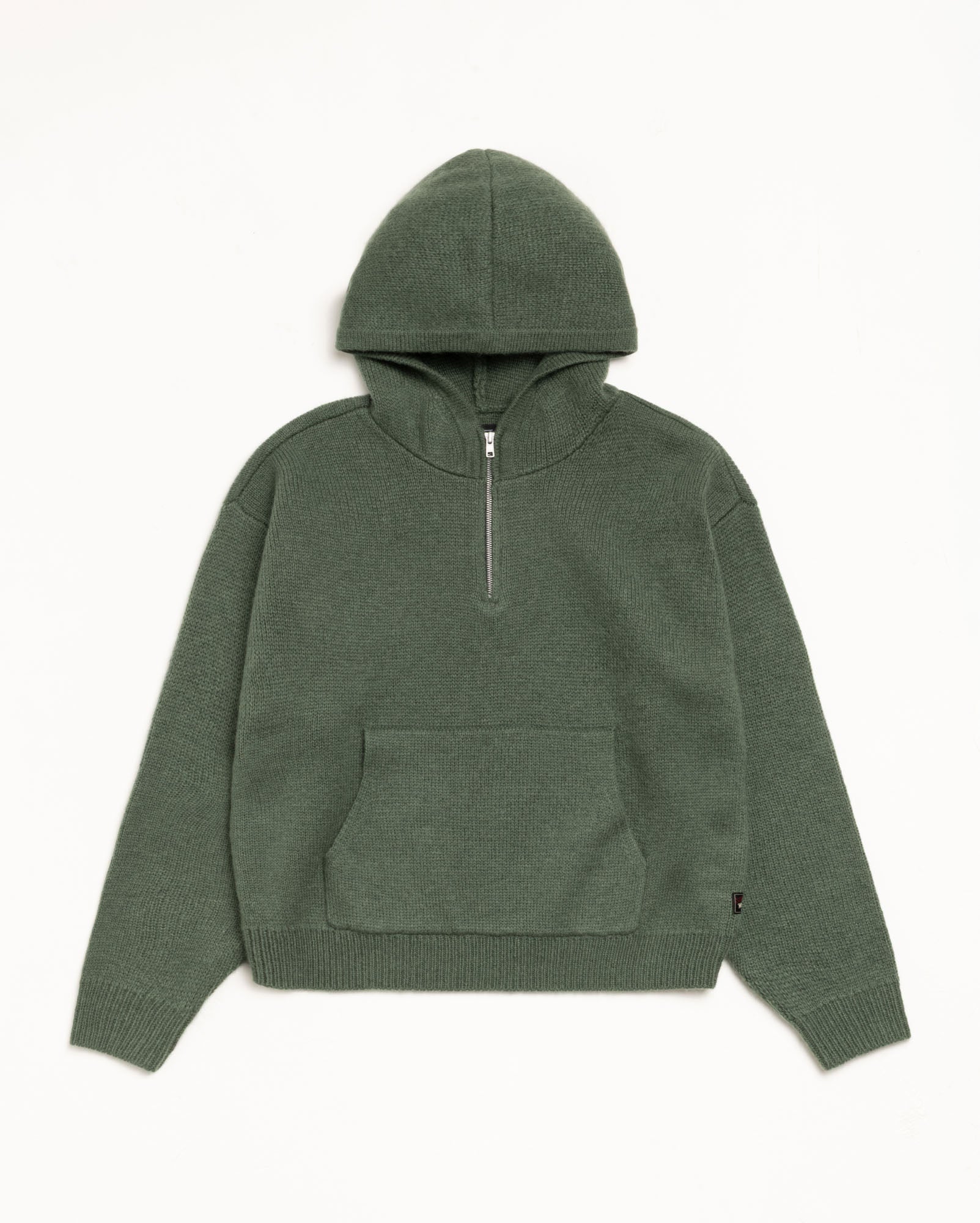 Quarter Zip Knit Hoodie – Green | Tops & Knits | Stüssy Europe