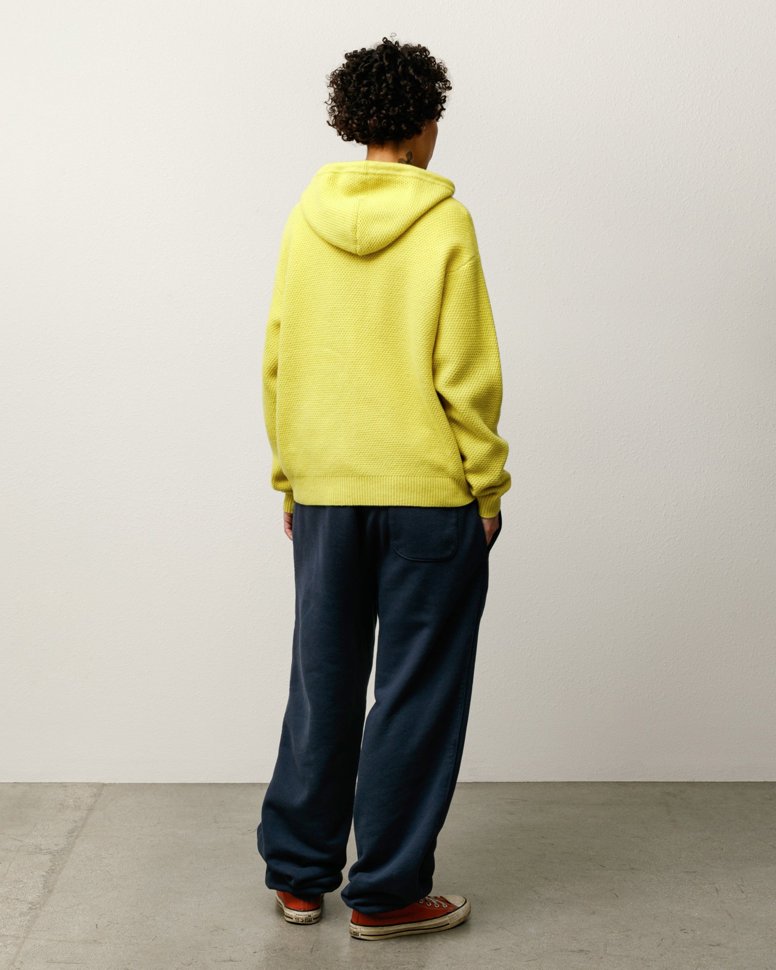 Textured Zip Hooded Sweater Mens Long Sleeve In Yellow
