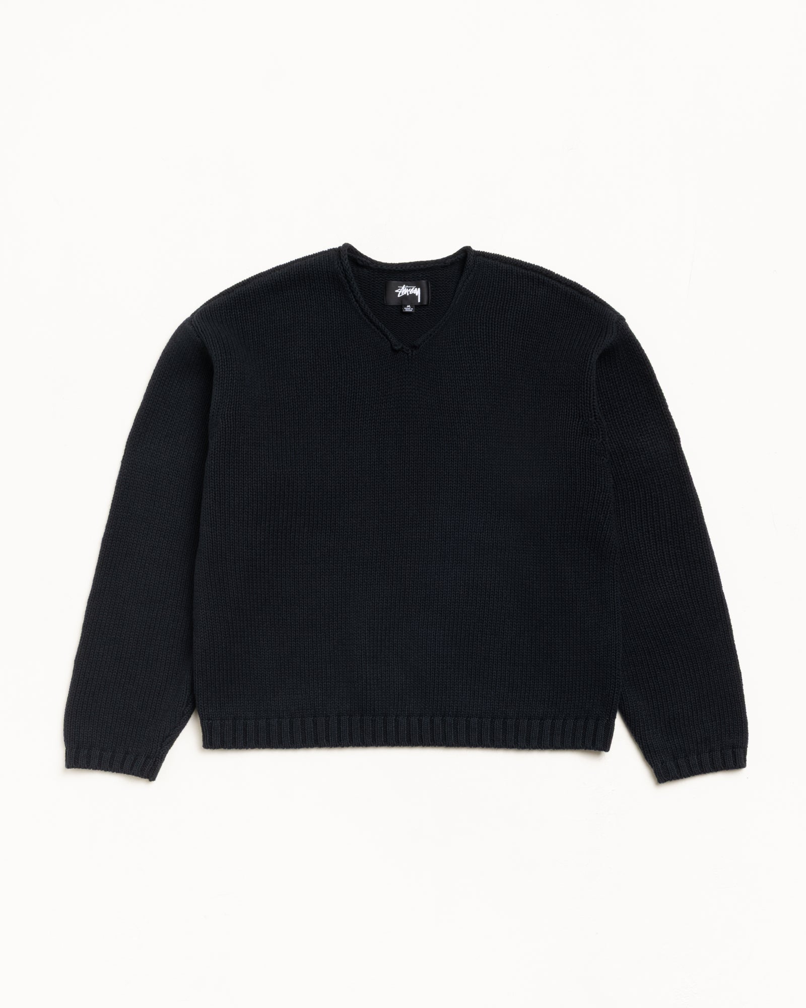 【STÜSSY】26SS ROLL V NECK SWEATER BLACK S Roll V Neck Sweater – Black | Tops & Knits | Stüssy Europe