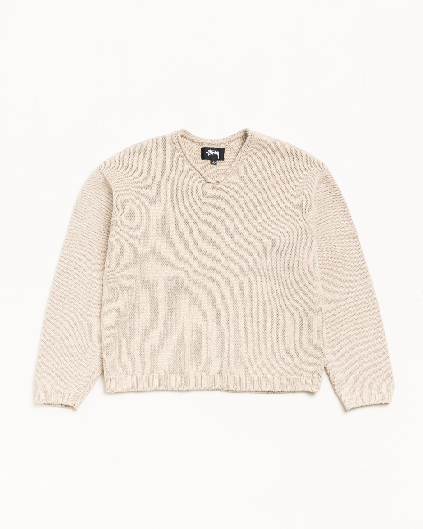 Roll V Neck Sweater – Oatmeal | Tops & Knits | Stüssy Europe