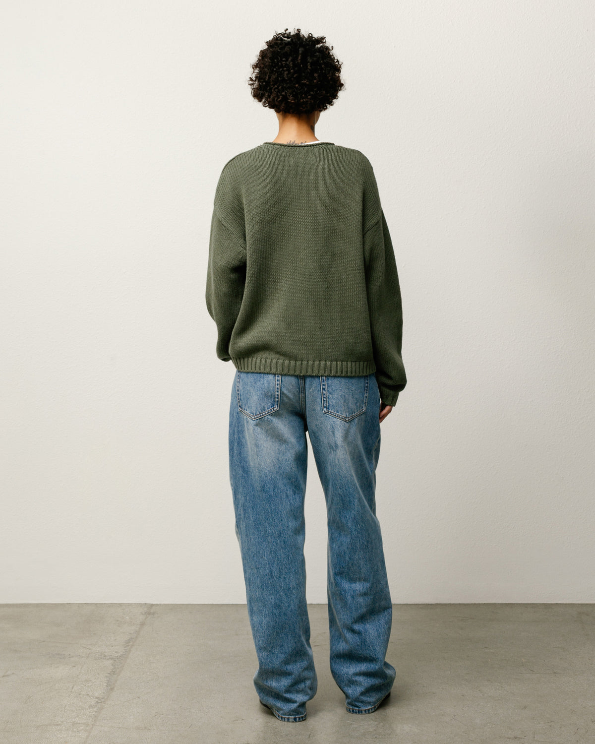 Roll V Neck Sweater – Olive | Tops & Knits | Stüssy Europe
