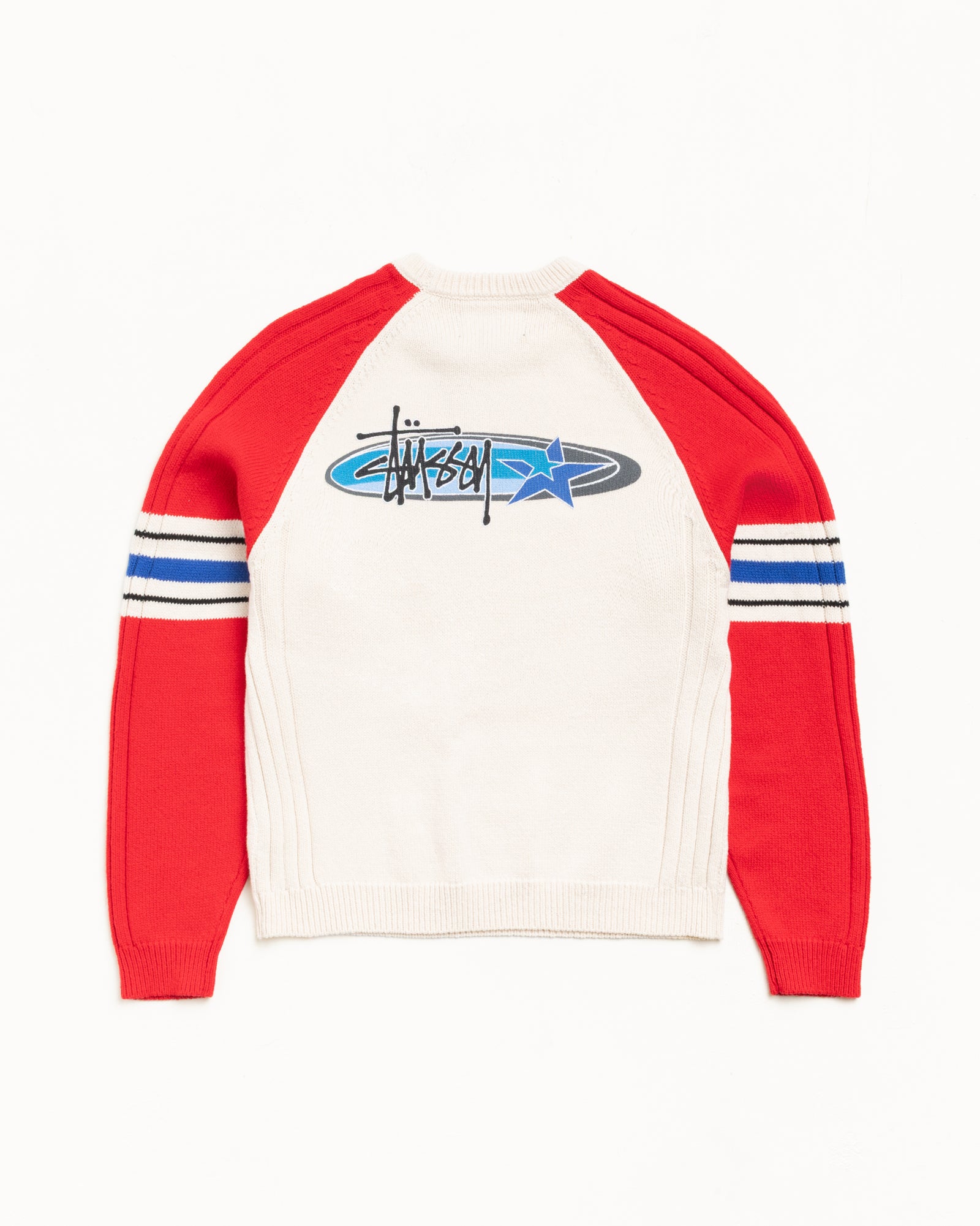 Stripe Raglan Crew – Red | Tops & Knits | Stüssy Europe