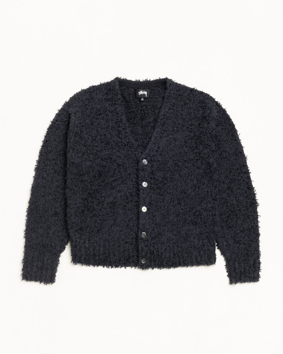 Textured Cardigan Mens Long Sleeve In Black