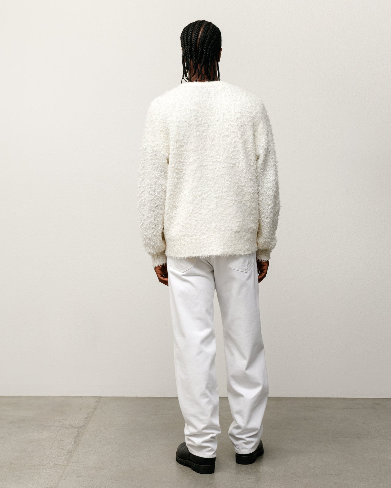Textured Cardigan Mens Long Sleeve In Off White