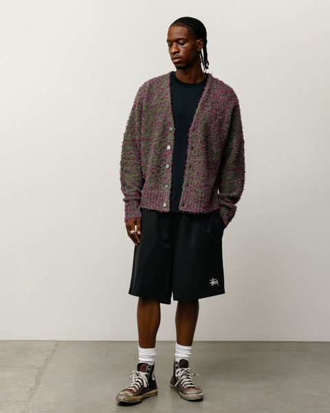Textured Cardigan Mens Long Sleeve In Purple/green
