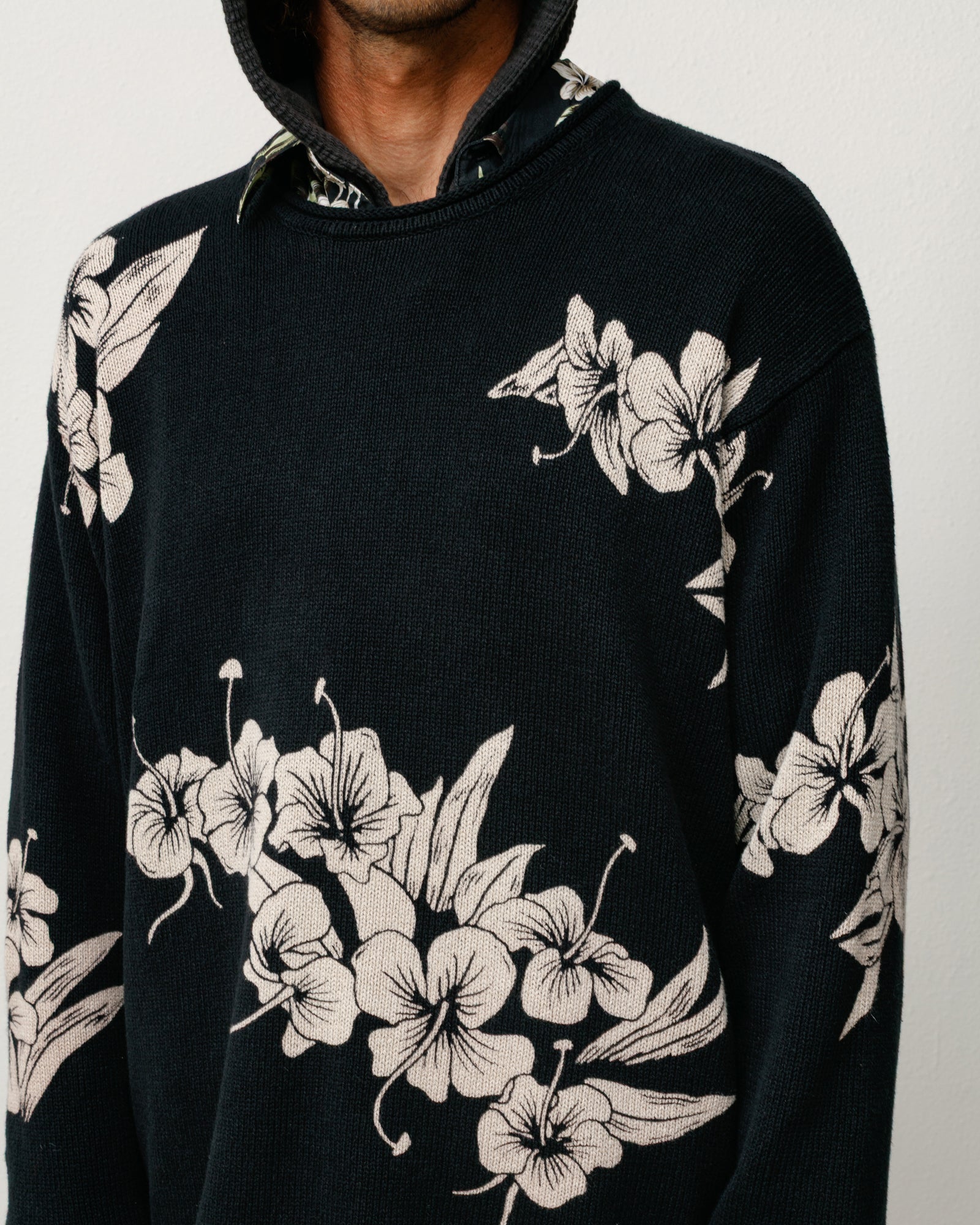 Floral Roll Neck Sweater – Black | Tops & Knits | Stüssy Europe