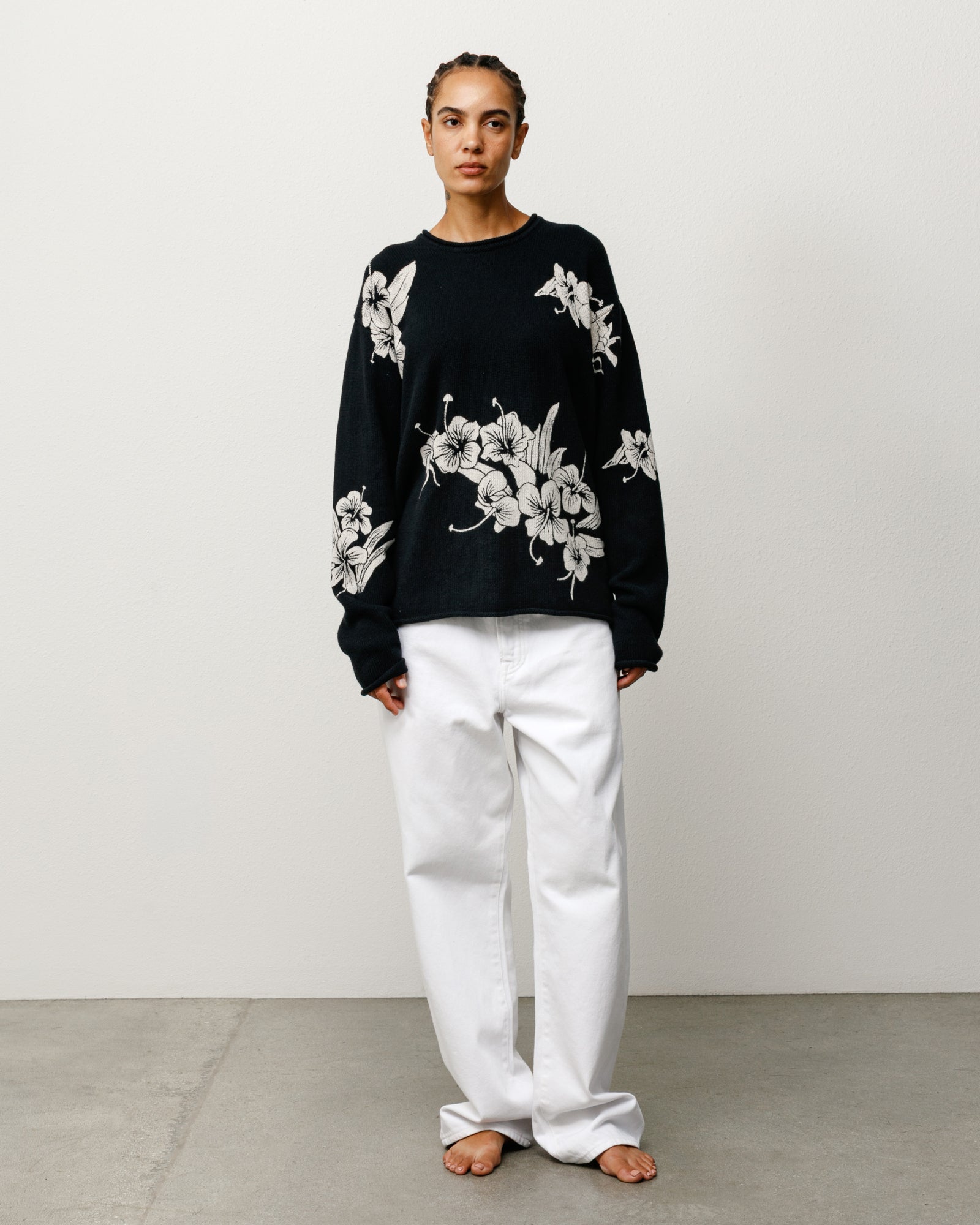 Floral Roll Neck Sweater – Black | Tops & Knits | Stüssy Europe